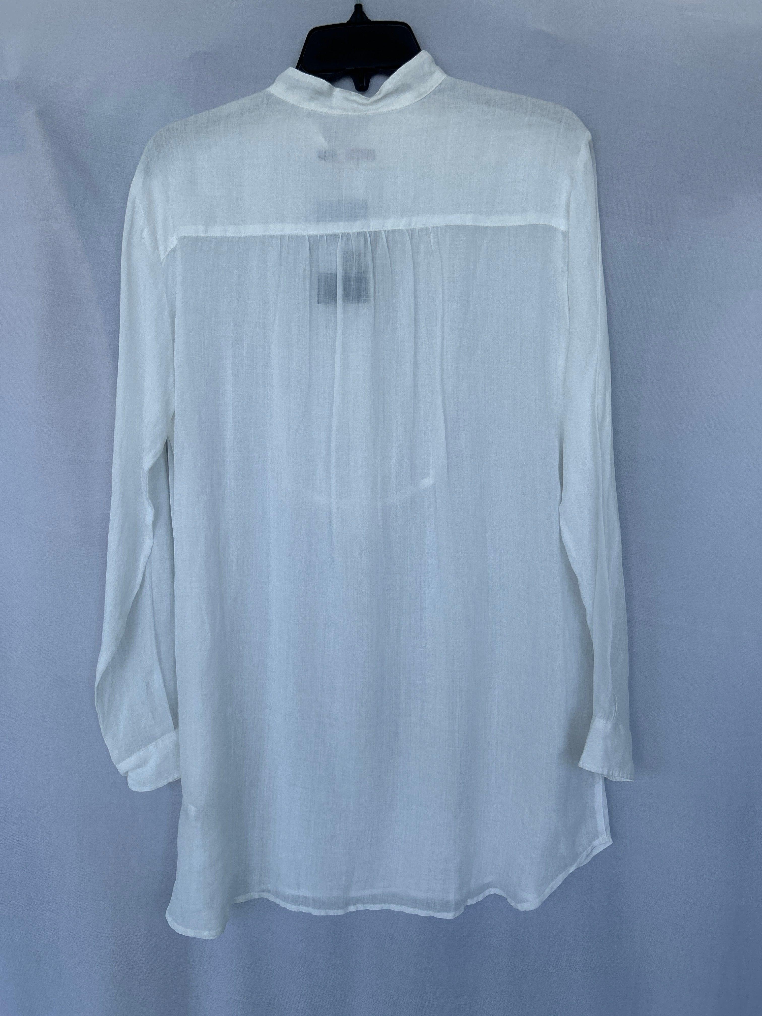 White Col-01 564324 Trussardi Women Linen Long Sleeve Shirt Blouse