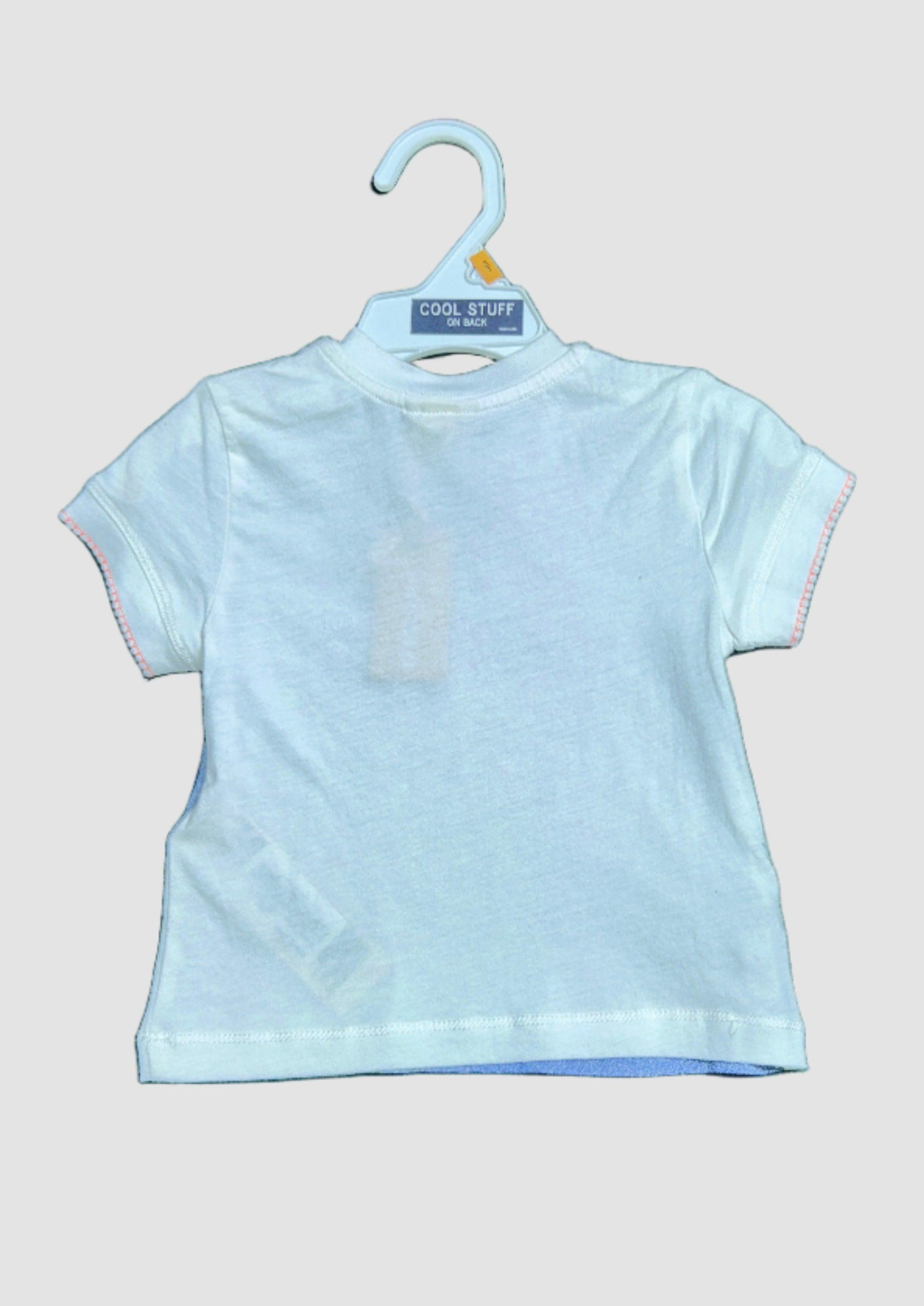 DIESEL KIDS T-SHIRT R/N 6M WHITE BLUE