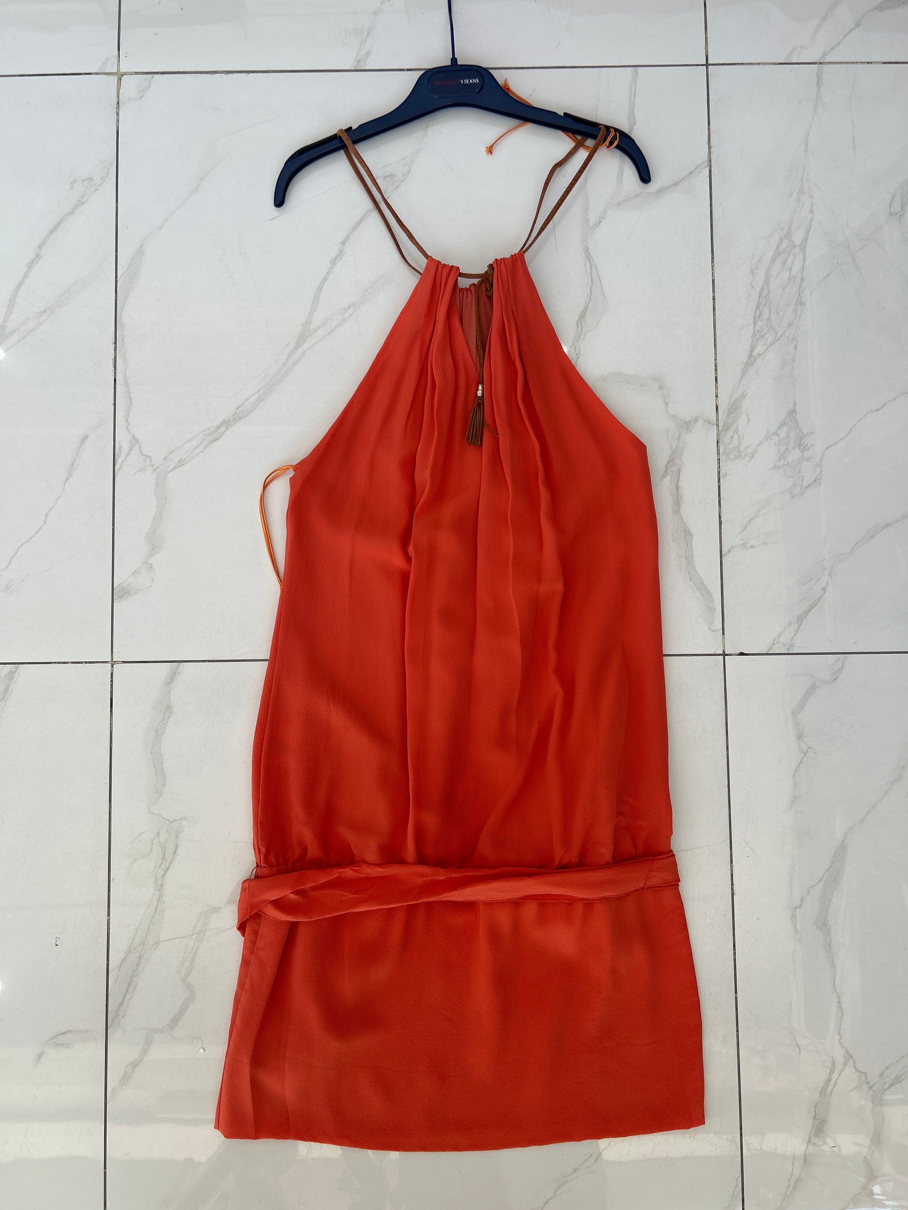 فستان تروساردي نسائي بدون أكمام برتقالي اللون Col-84 561017