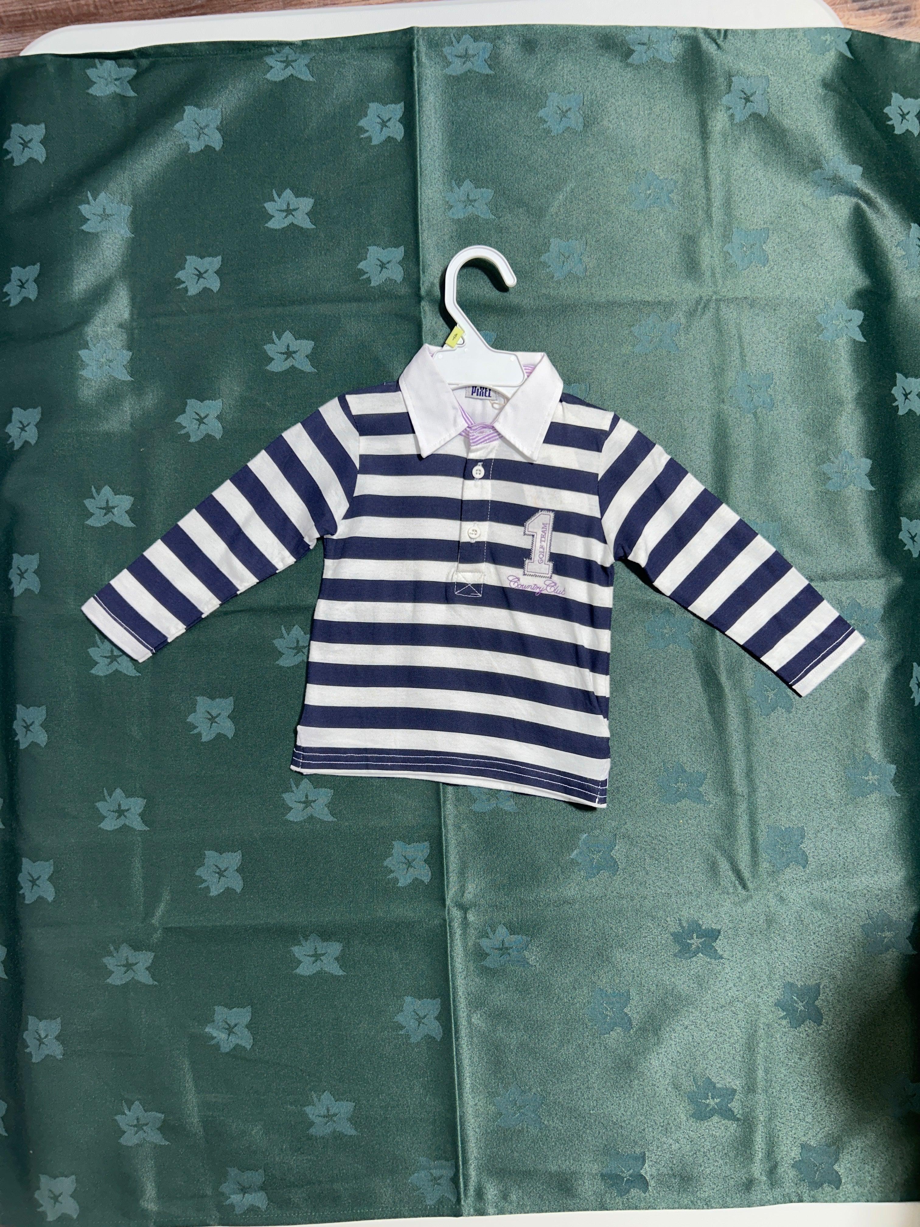 تي شيرت بولو للأولاد من PIXEL NVYWHT-12M مقاس كبير OBLF080310