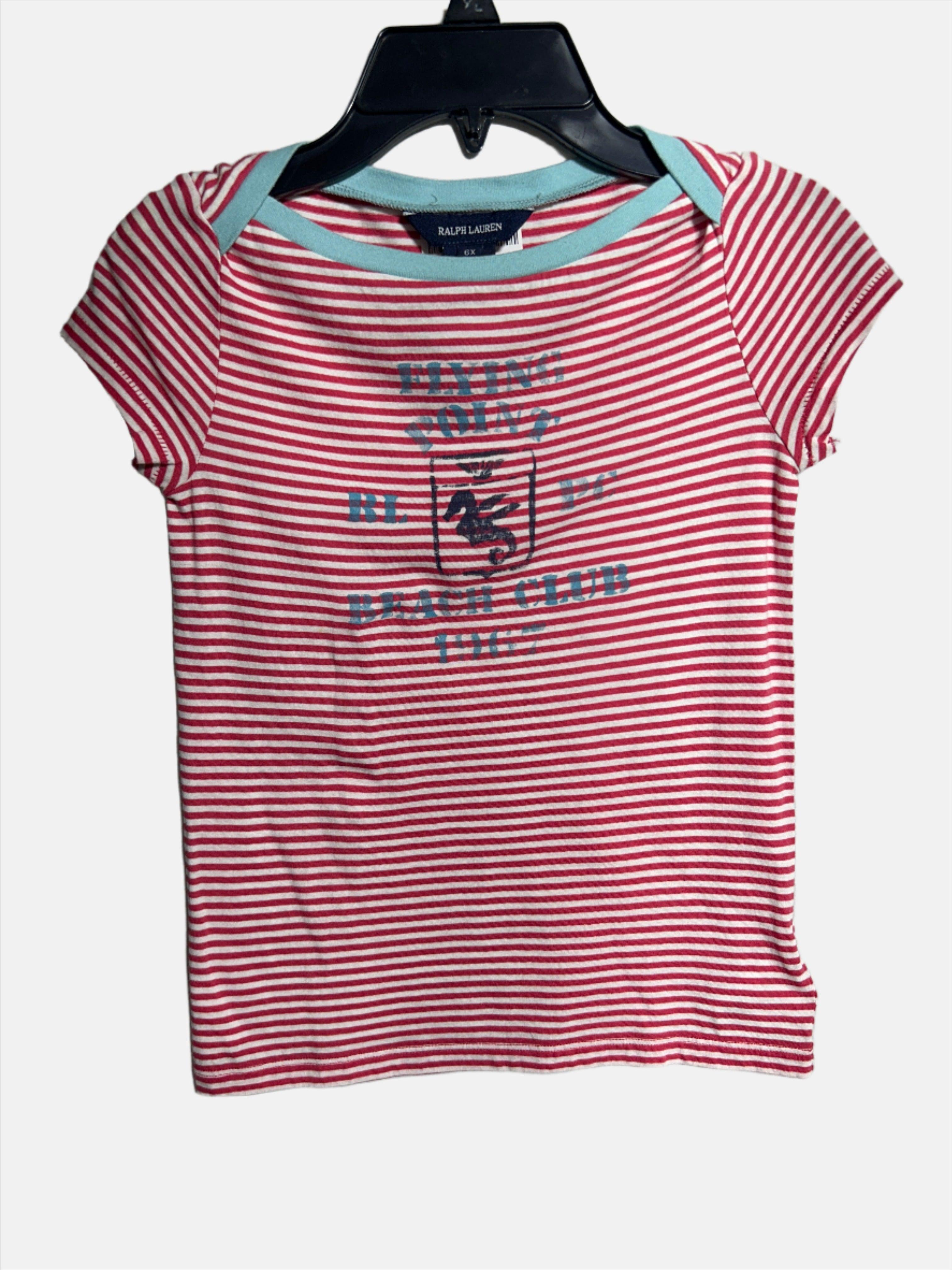 تي شيرت RALPH LAUREN RED MULTI-6X RN للفتيات SS 313178900KZ1