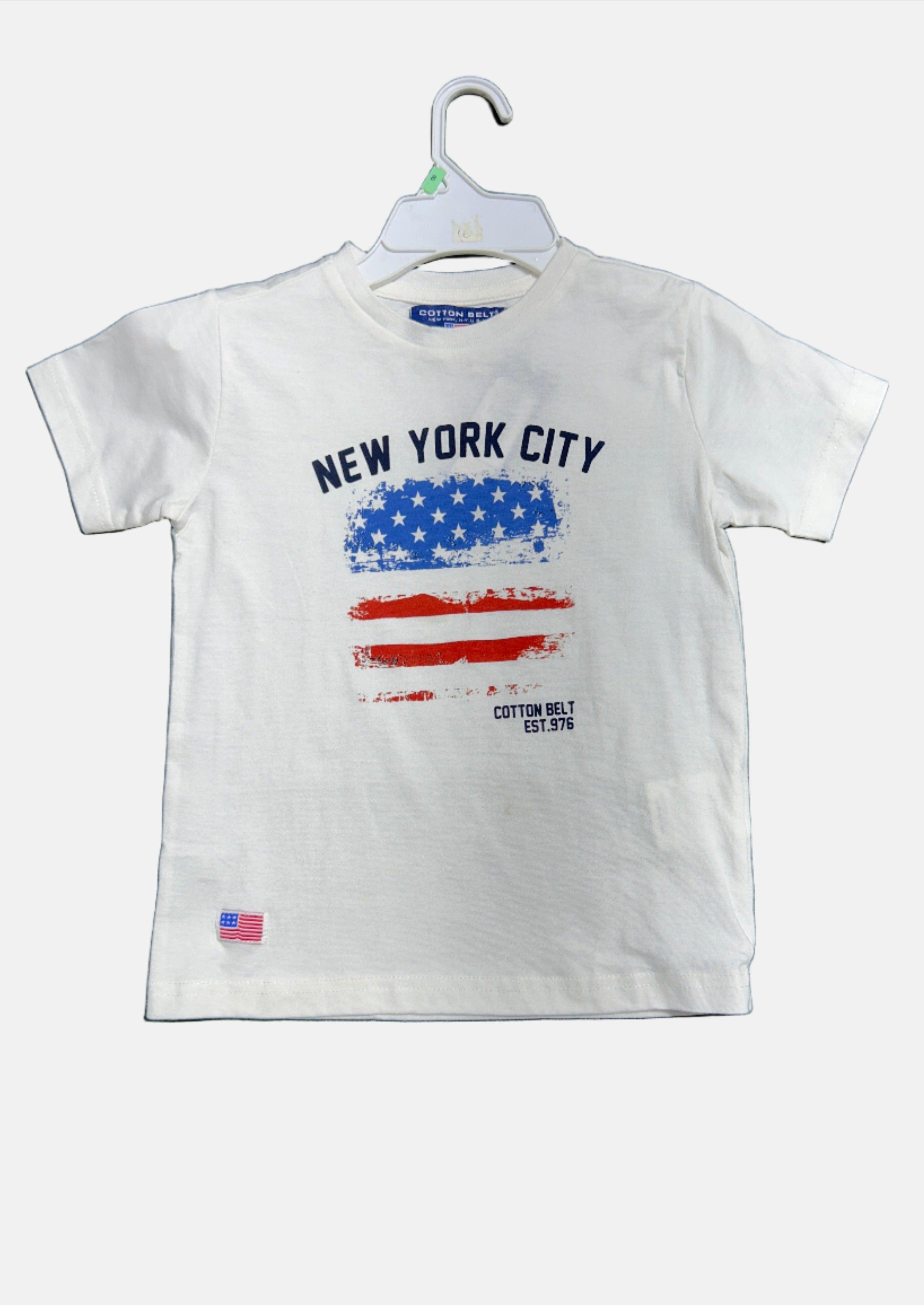 COTTON BELT WHITE BOY T-SHIRT RN SS