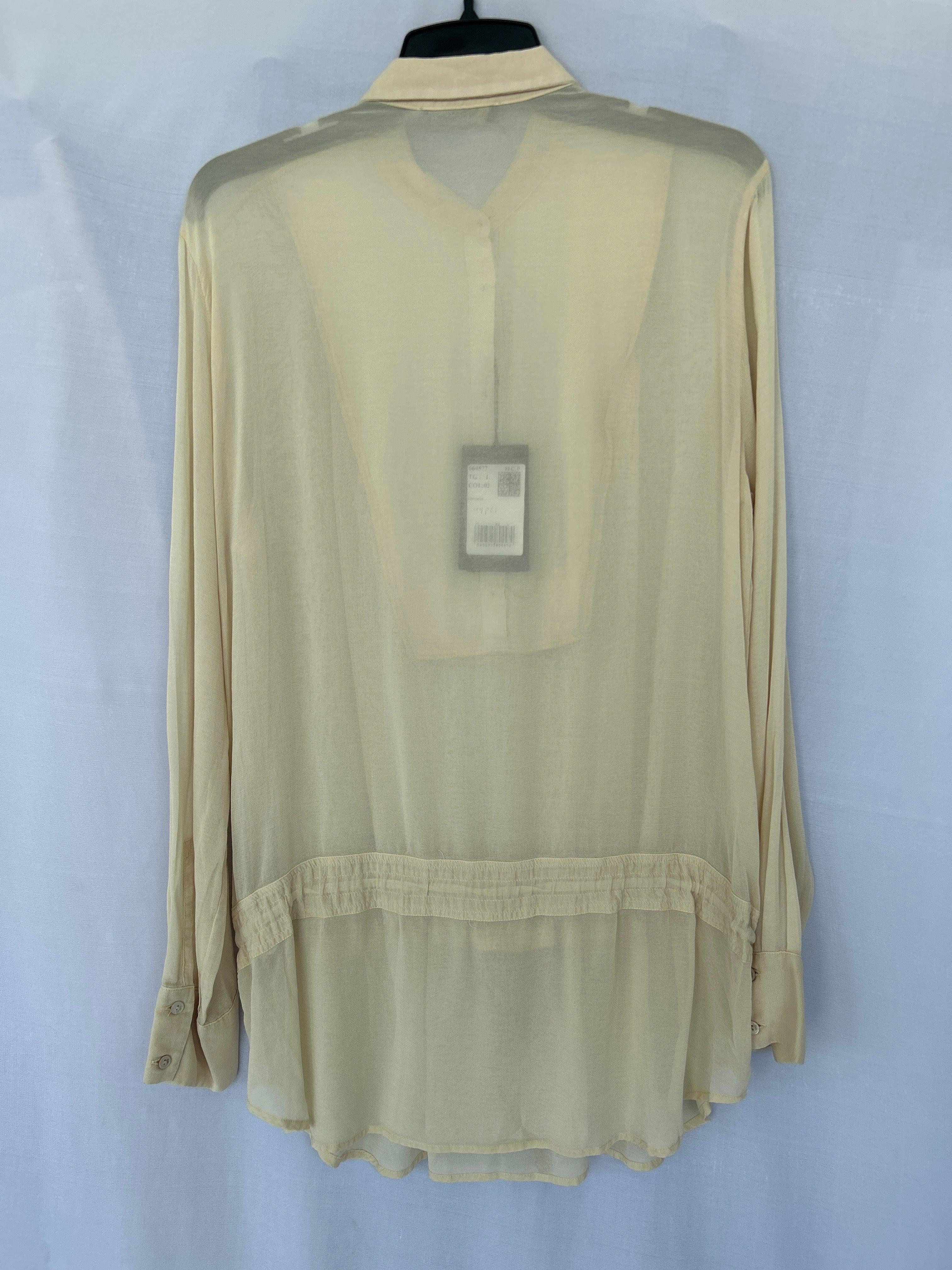 بلوزة بولو نسائية بأكمام طويلة من تروساردي 664577 بلون كريمي Col-02