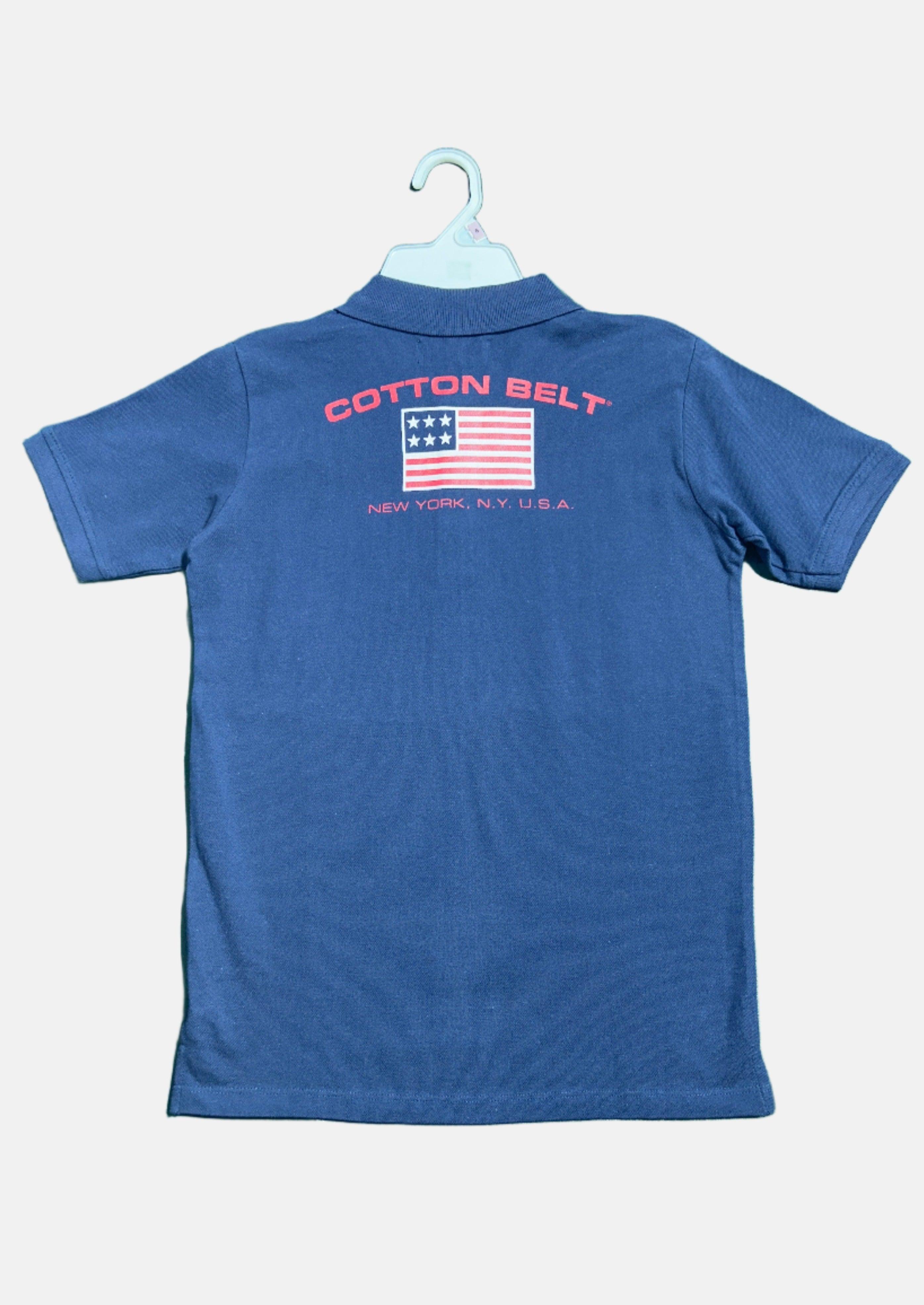 تي شيرت بولو للأولاد بحزام من القطن NVY-14Y