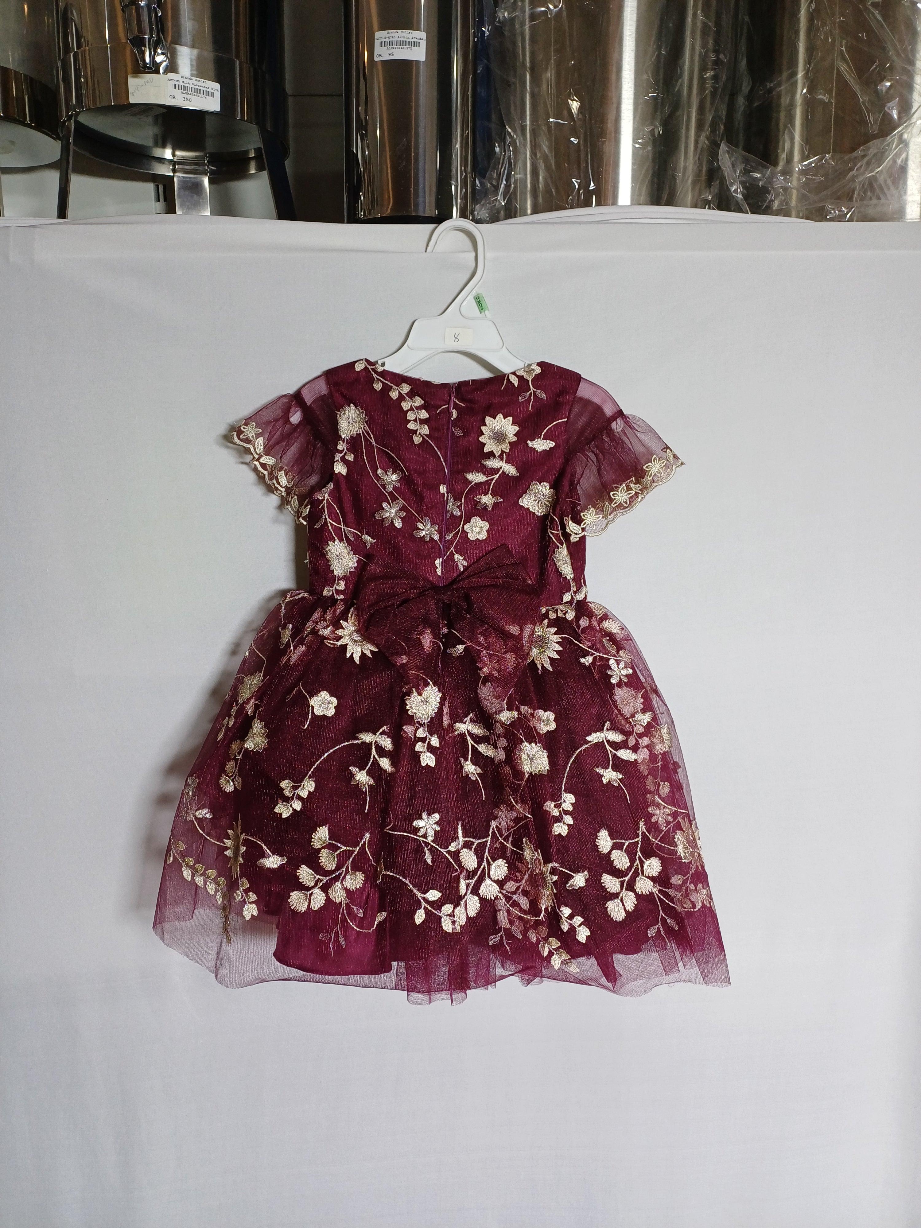 DAVID CHARLES MAROON GIRLS DRESS DC0069