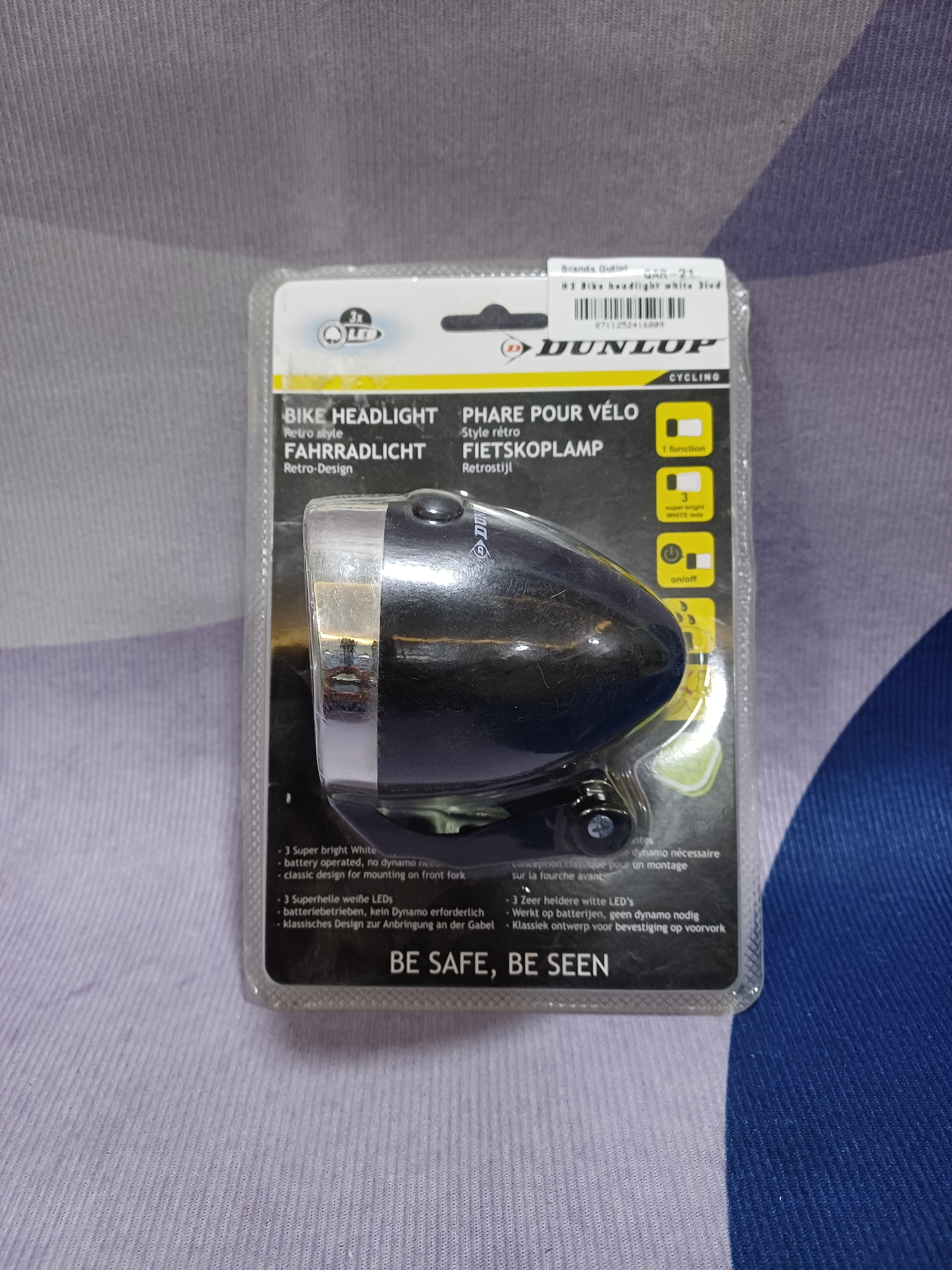 H3 Bike headlight white 3led AB Dunlop retro excl.3xAAA db