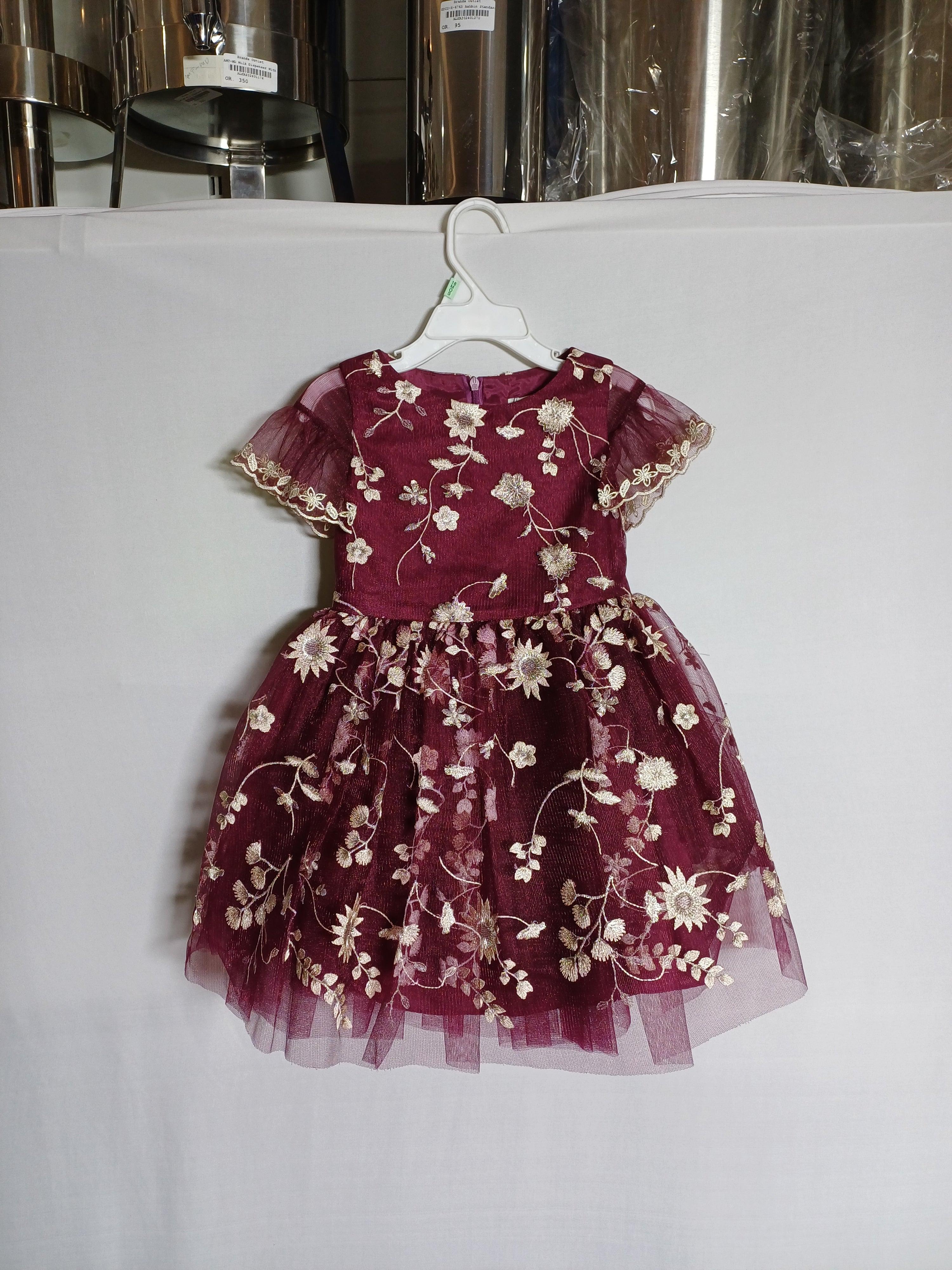 DAVID CHARLES MAROON GIRLS DRESS DC0069