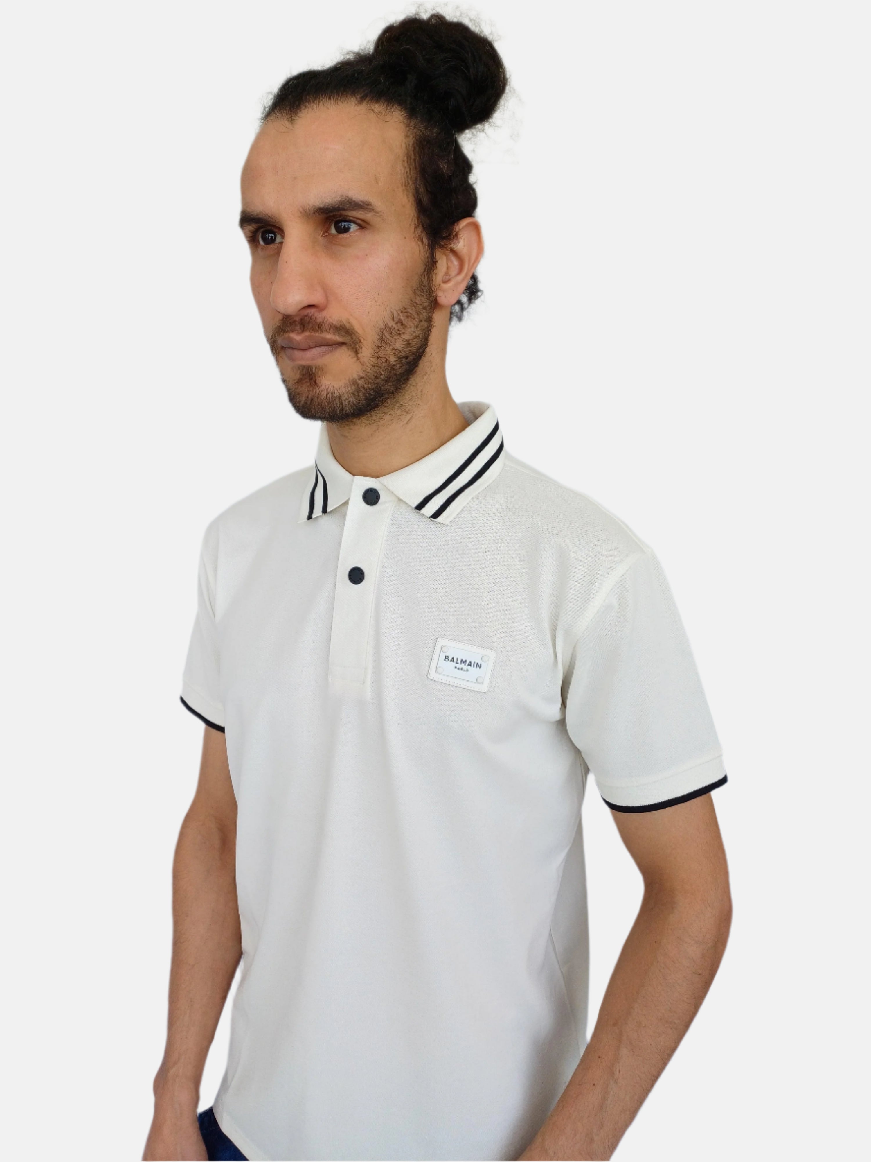 White Balmain Men Polo T-shirt