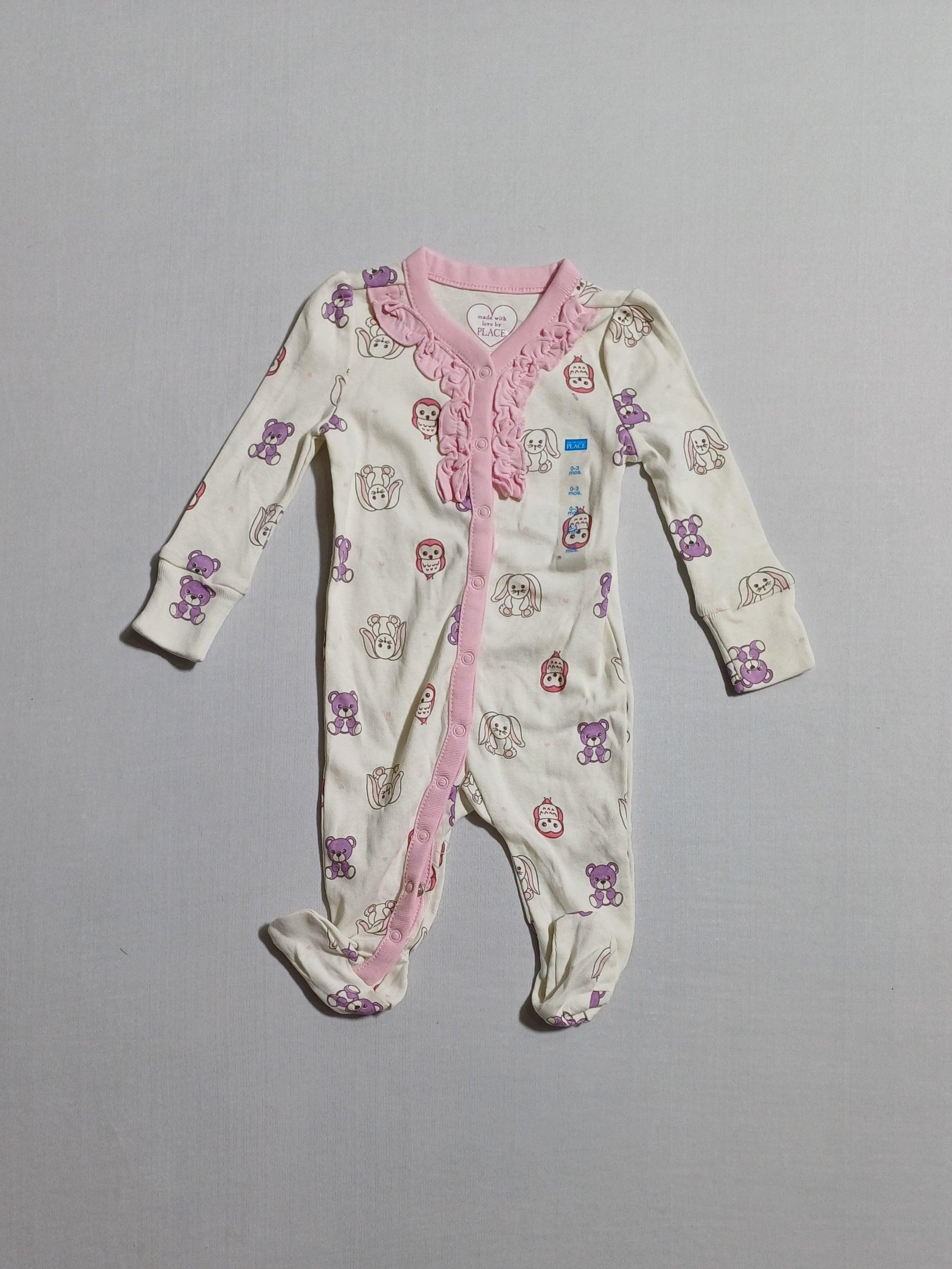 PLACE WHTPINK-0-3M GIRL BABY ROMPER