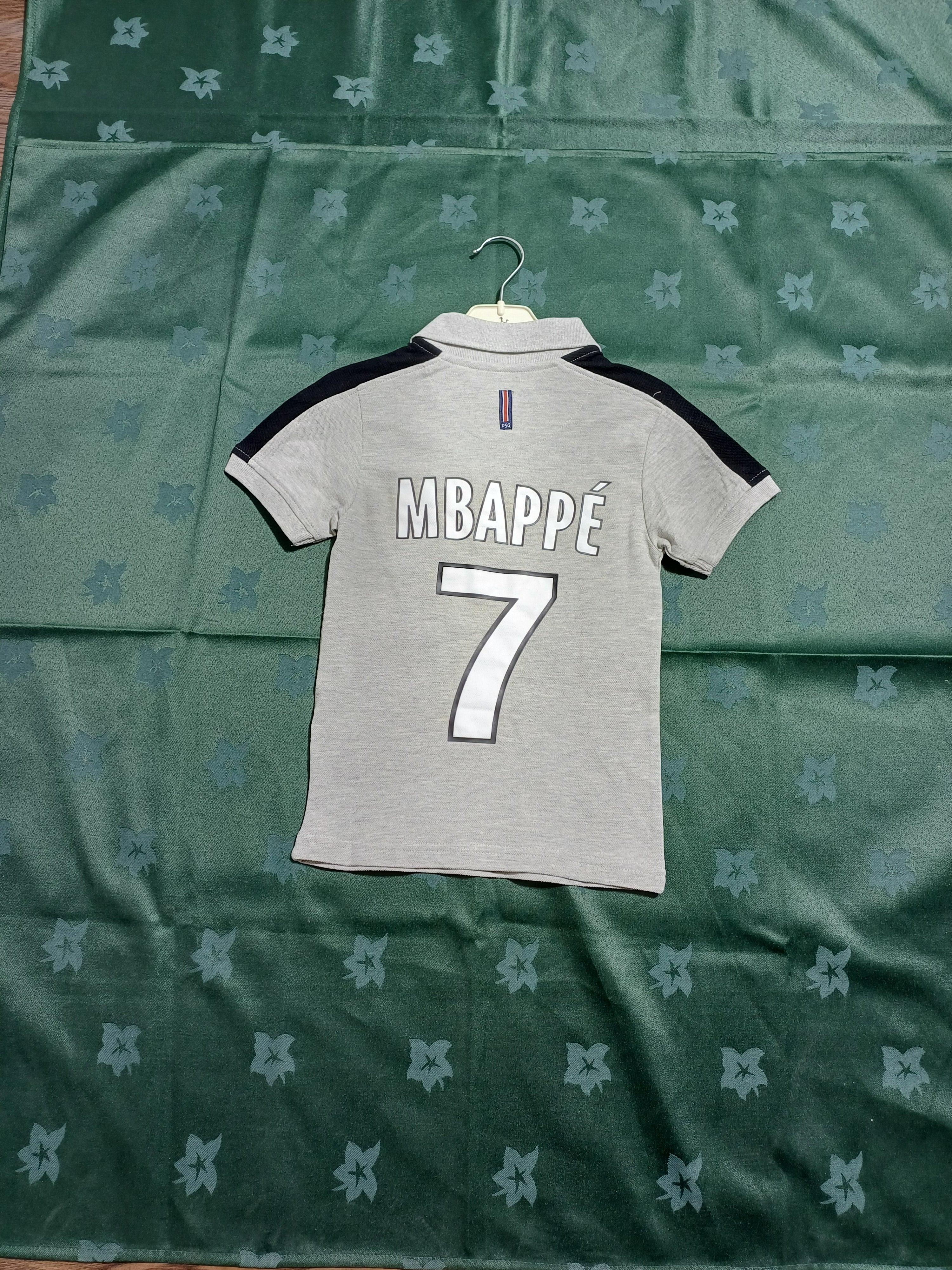PARIS SAINT GERMAIN GREY-6A BOYS POLO T-SHIRT MBAPPE