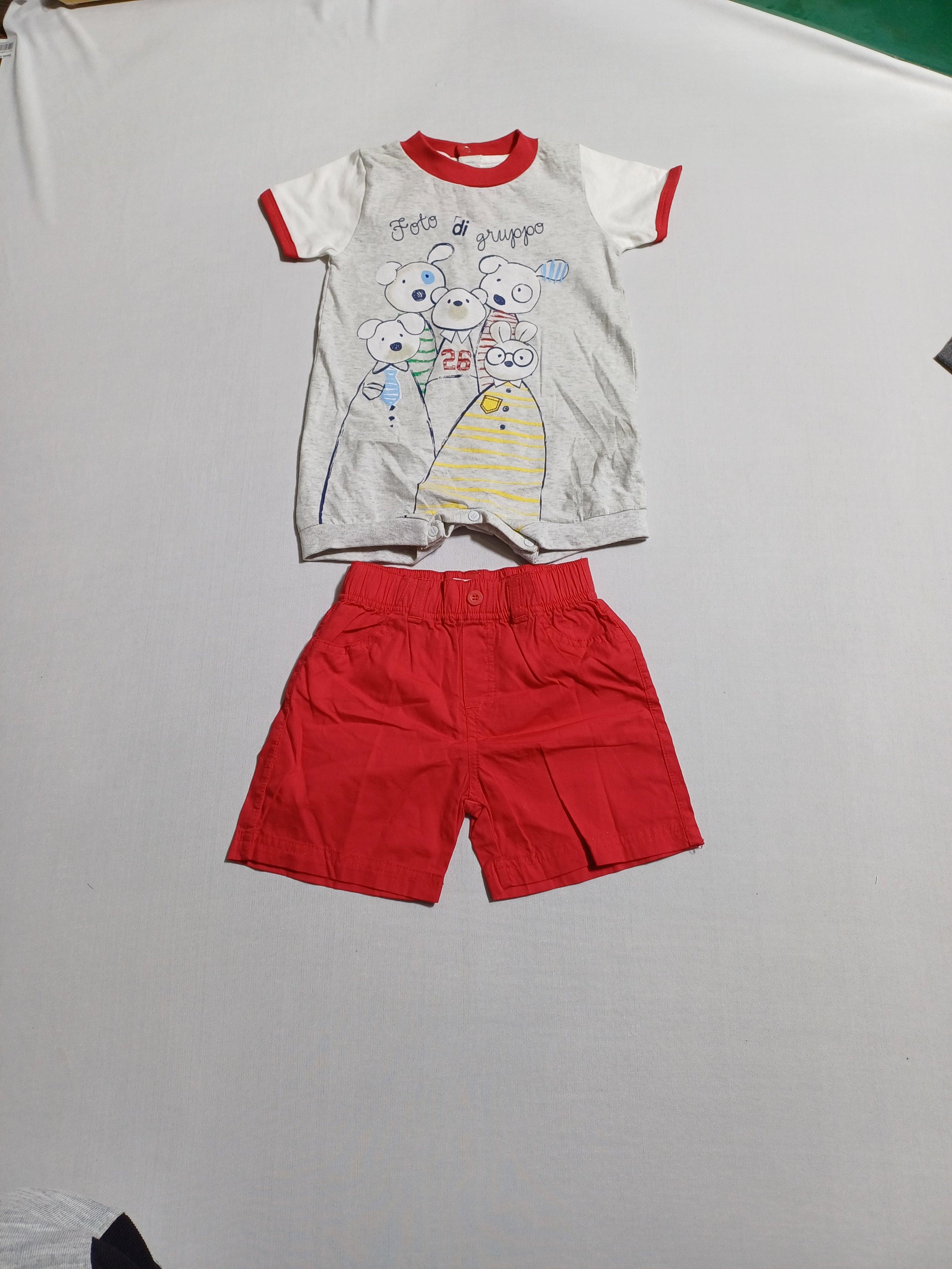 MONTEFIORE 9M 2PCS SET ROMPER+SHORTS