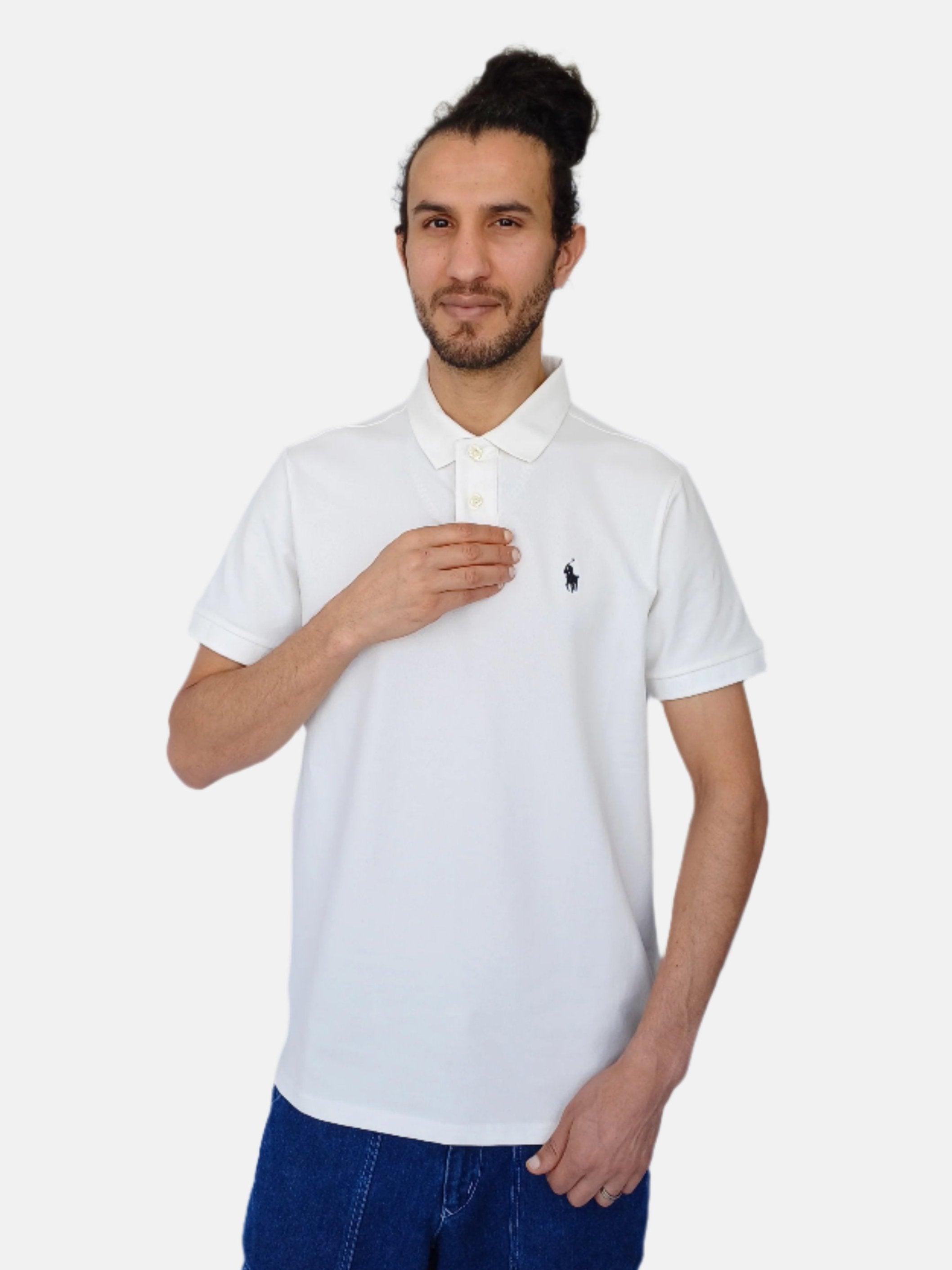 White Ralph Lauren Men Plain Polo T-shirt Small Pony Slim Fit