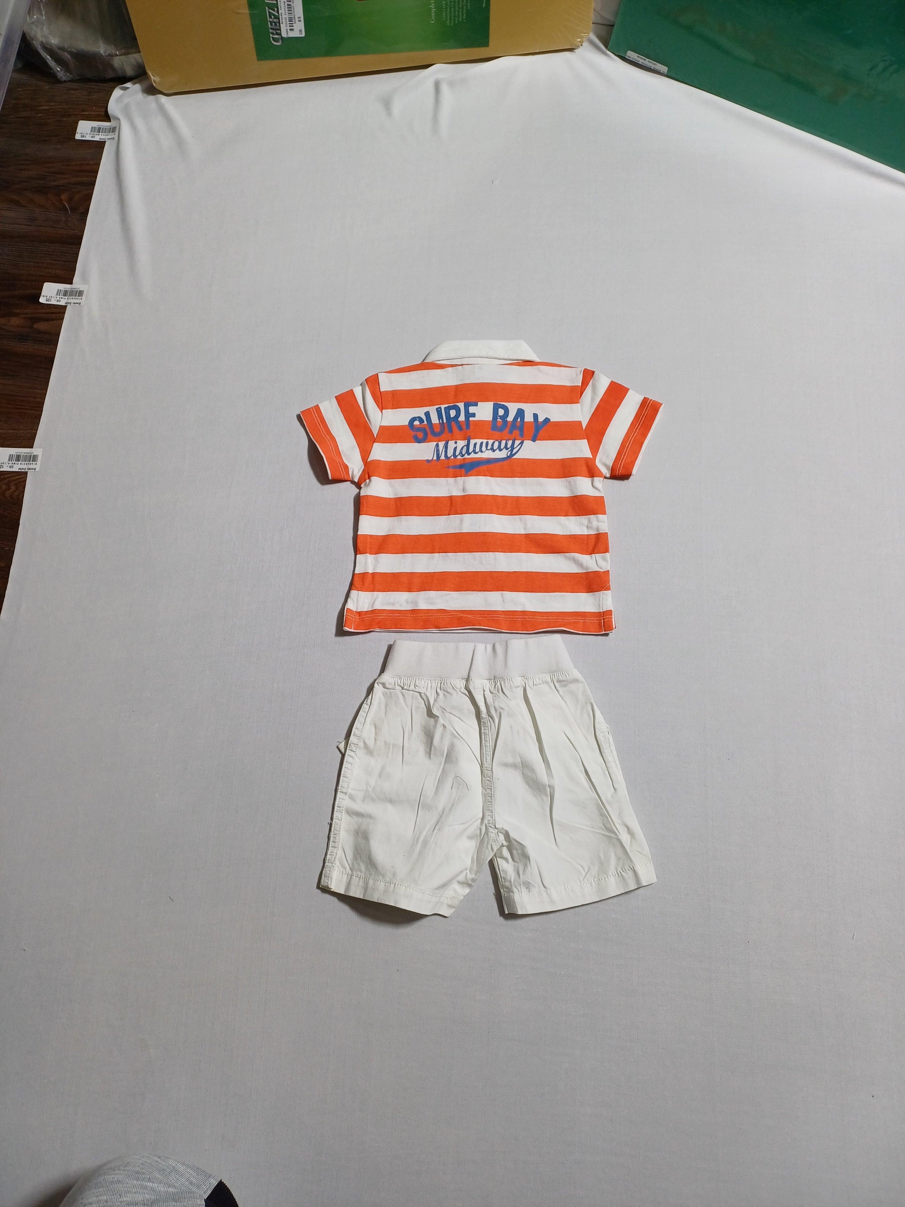 PIXEL ORNGWHT-3M 2PCS SET POLO T-SHIRT+SHORTS