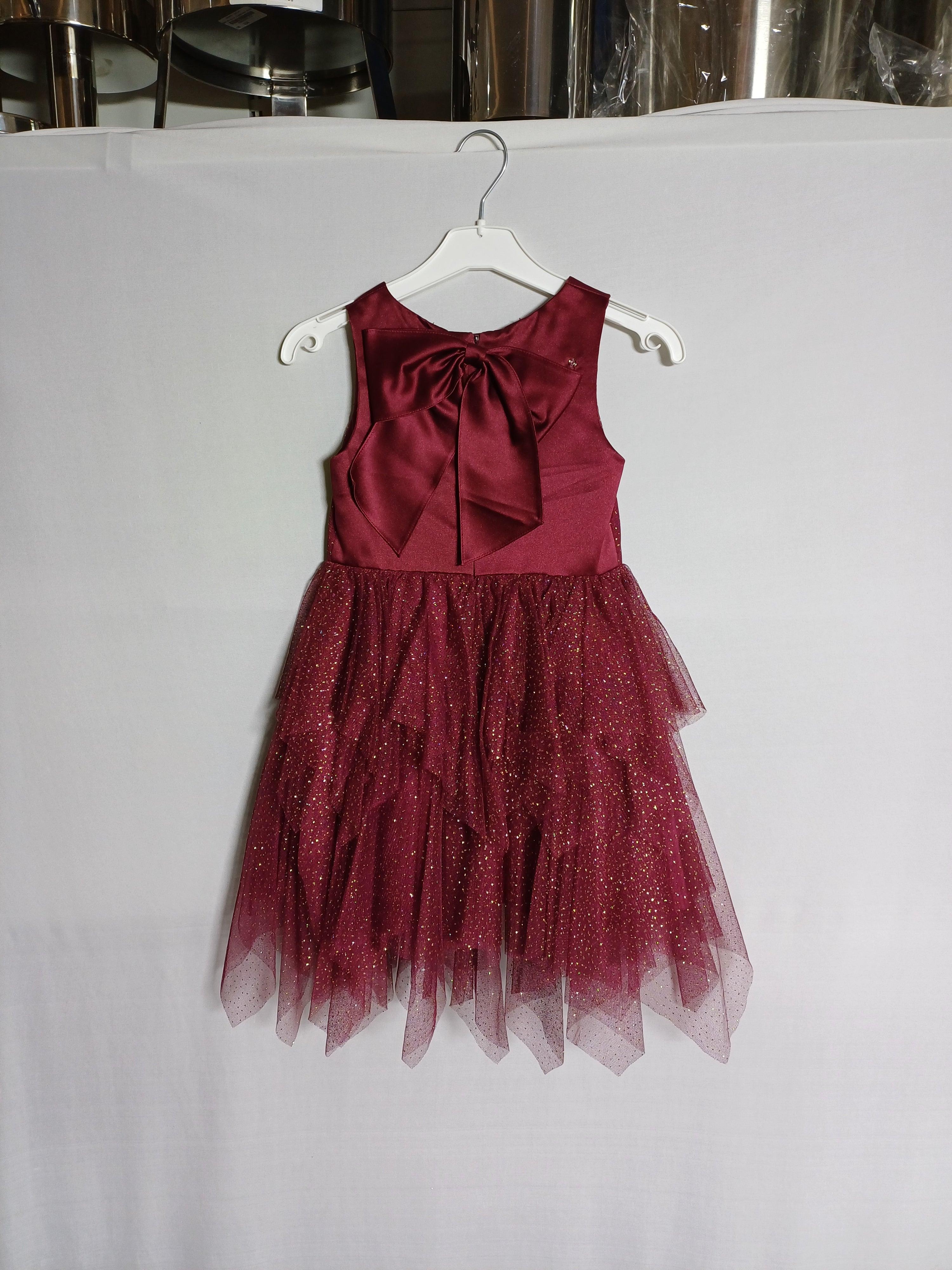 DAVID CHARLES MAROON GIRLS DRESS  DC0012