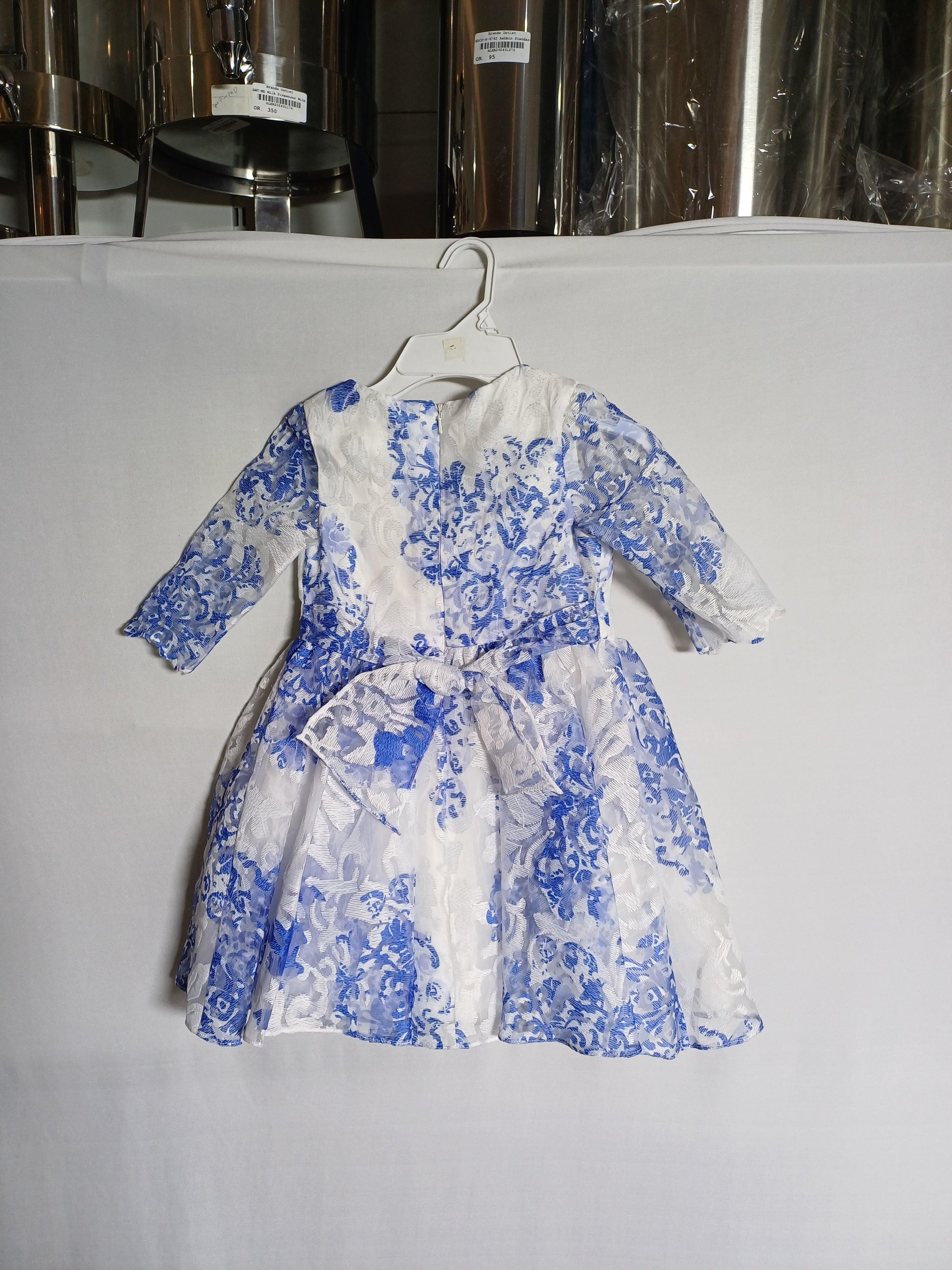 فستان ديفيد تشارلز WHTBLU-4Y للفتيات DC0031