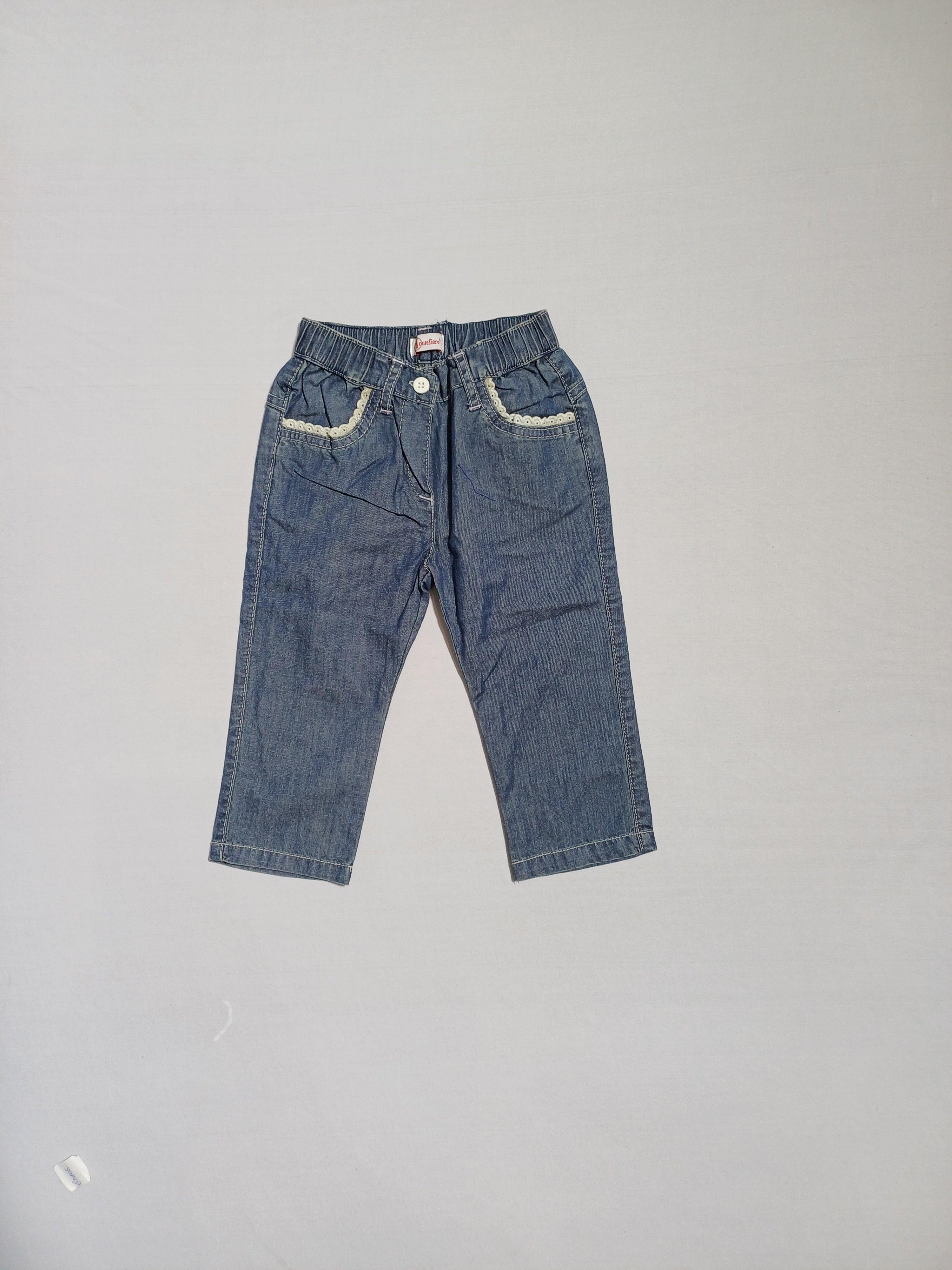 بنطلون جينز مونتفيوري بلو للبنات مقاس 12 شهرًا H80 PE0100