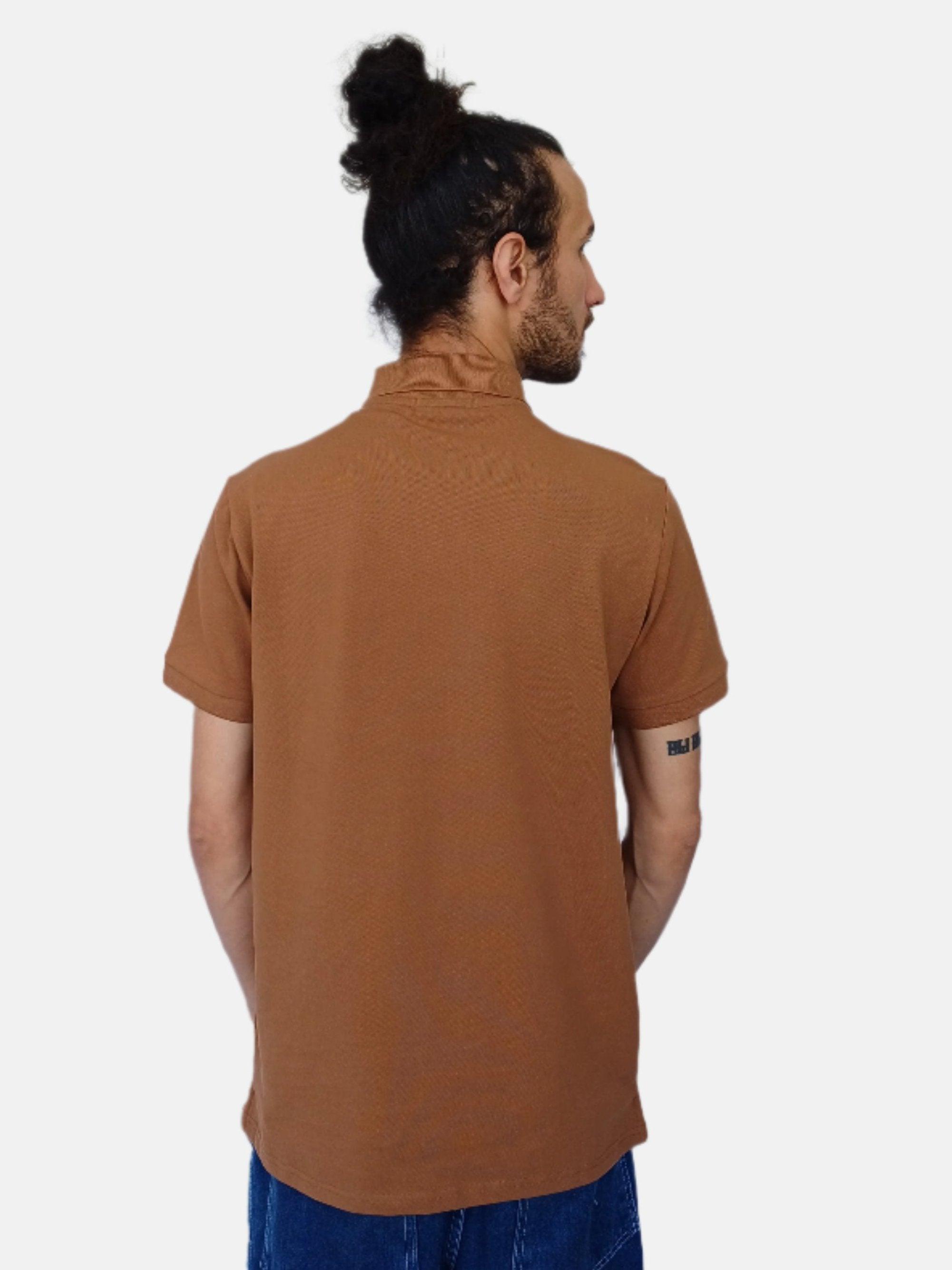 تي شيرت بولو رجالي سادة من رالف لورين، مقاس صغير، قصة ضيقة، بني