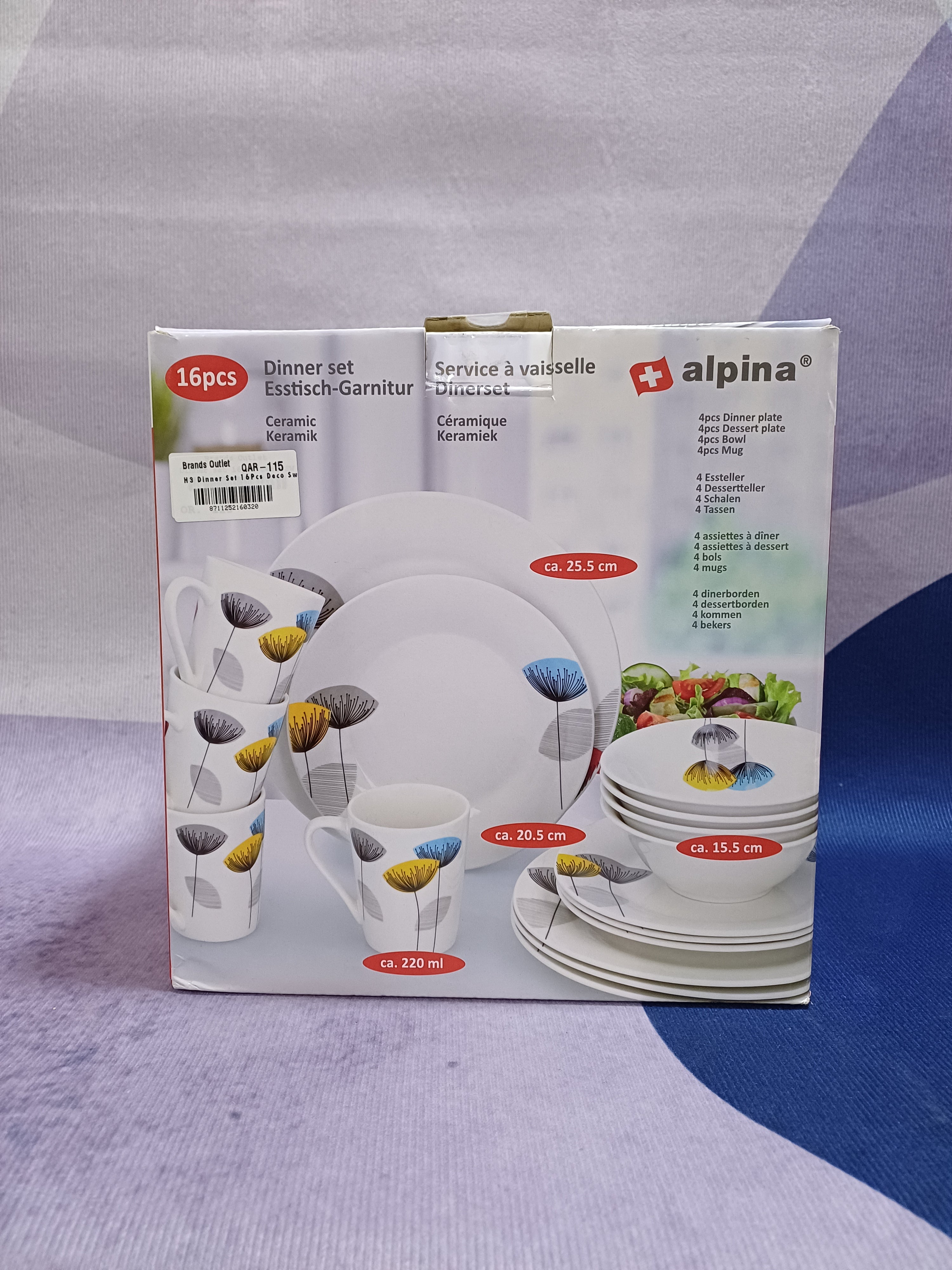 H3 Dinner Set 16Pcs Deco Sw Alpina D25,5Cm/D20,5Cm/D15,5Cm/220Ml Cb