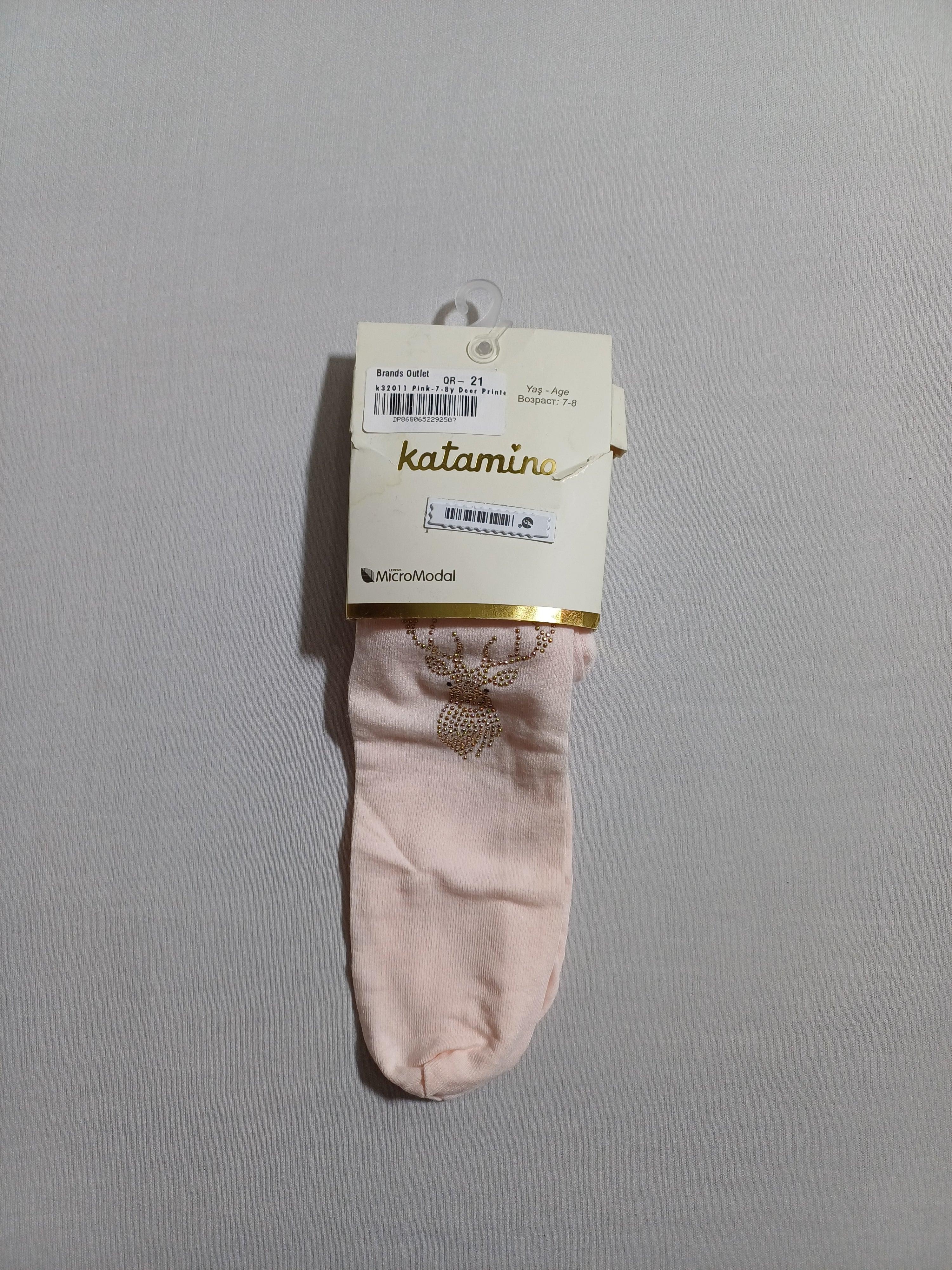 k32011 جوارب طويلة مطبوعة بطبعة غزال وردي