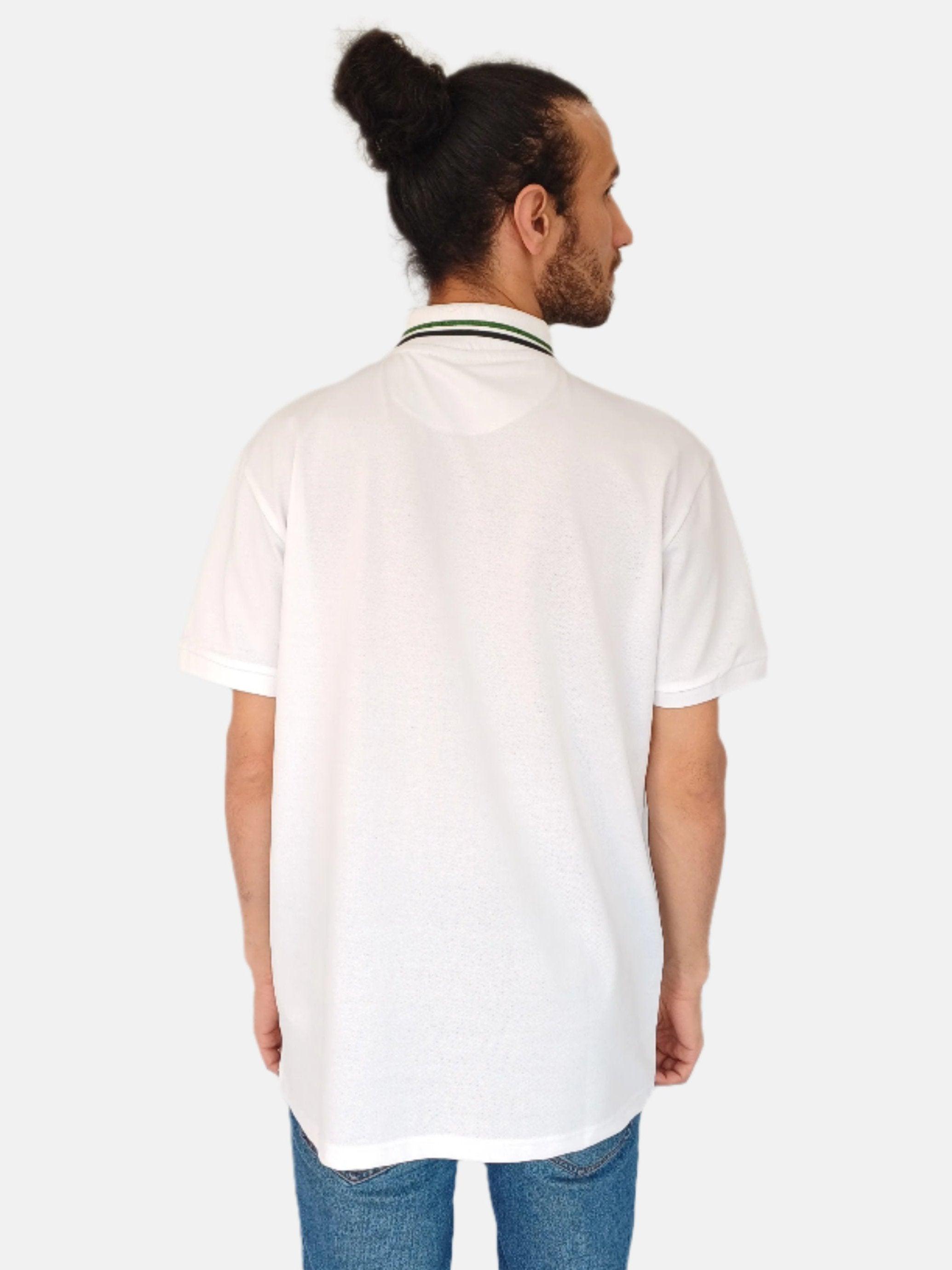 XL-White Green,Navy Stripe Polo T-shirt