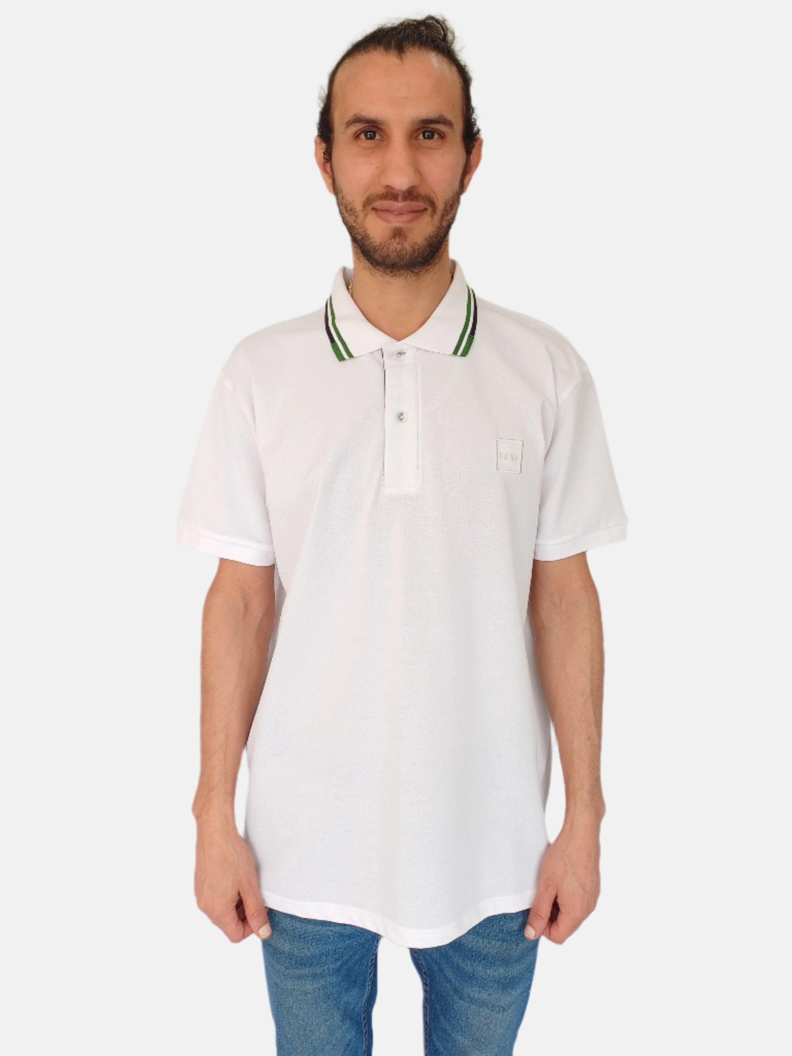 XL-White Green,Navy Stripe Polo T-shirt