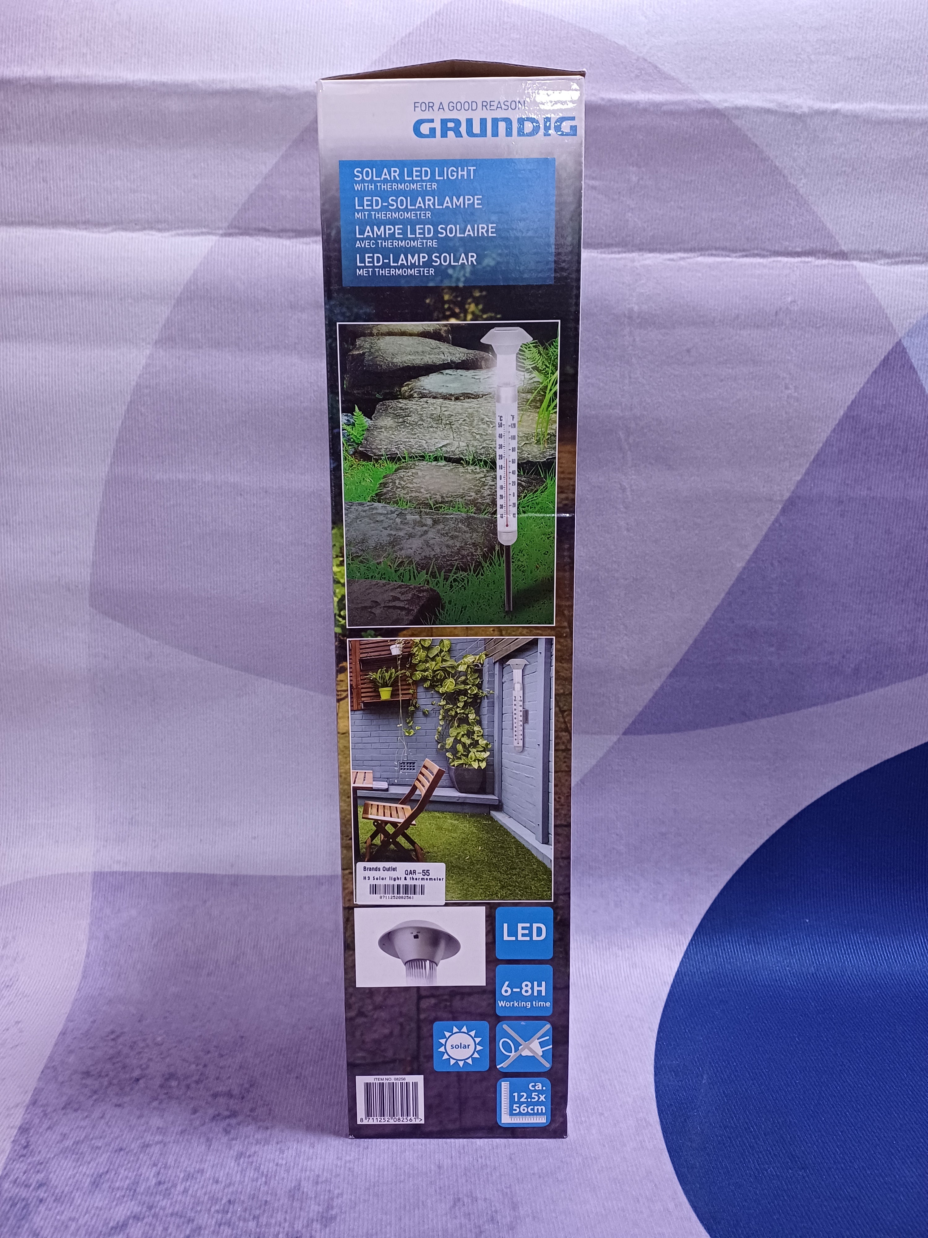 H3 Solar light & thermometer PP Grundig 1led D12,5x97cm incl.