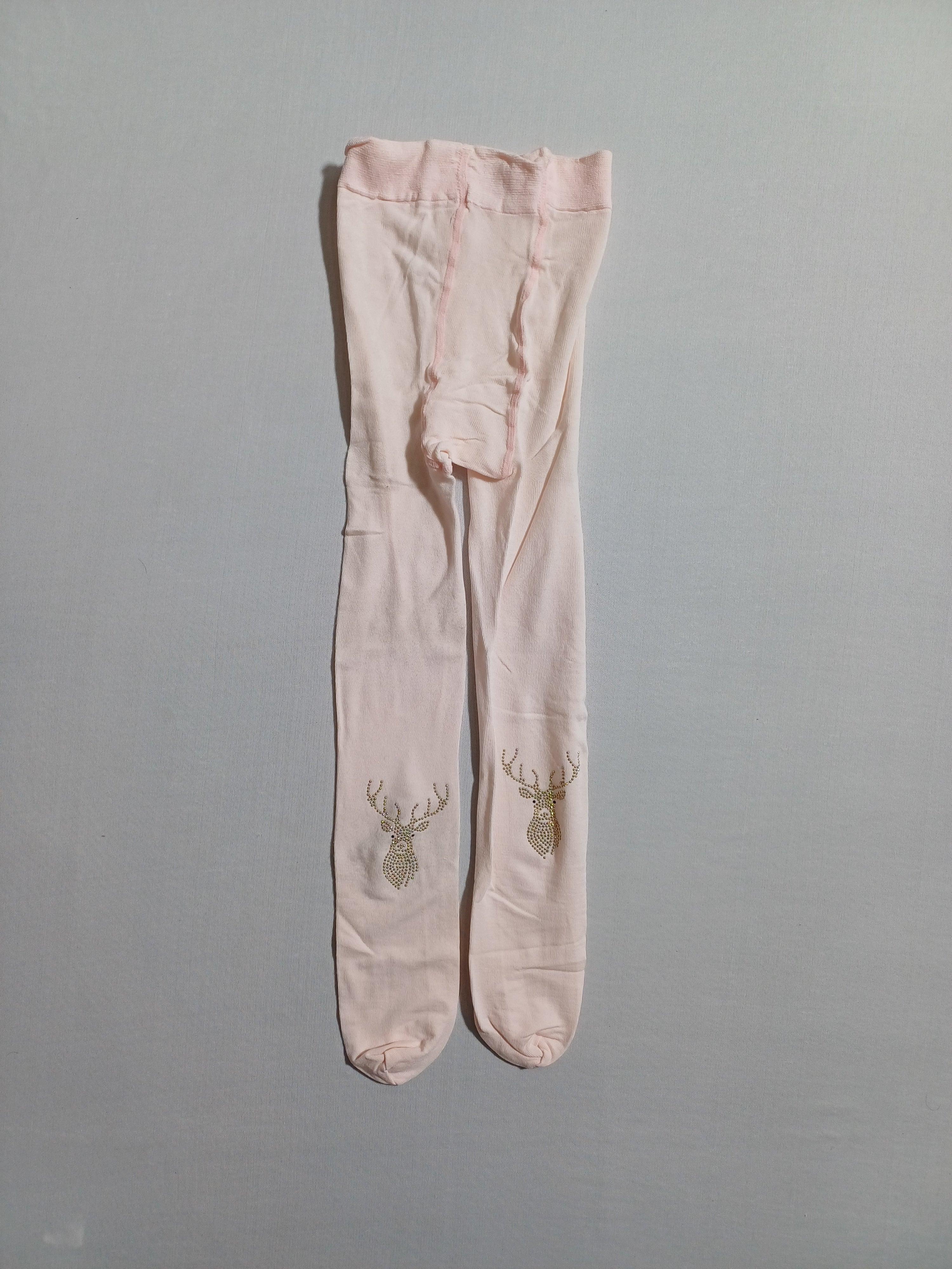 k32011 جوارب طويلة مطبوعة بطبعة غزال وردي