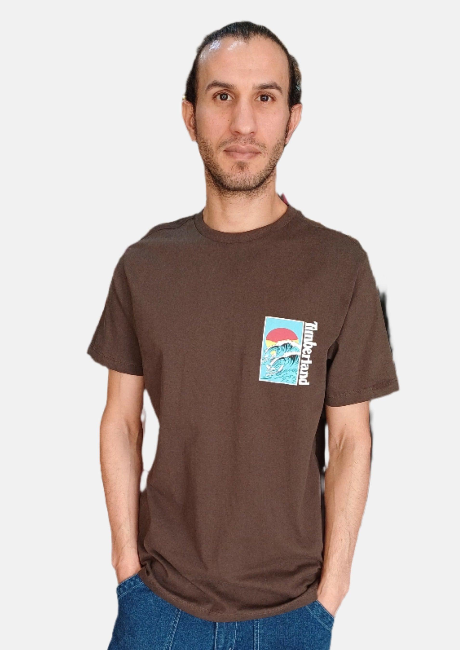 TIMBERLAND DARK BROWN MOUNTAIN PIC PRINT RN T-SHIRT SS