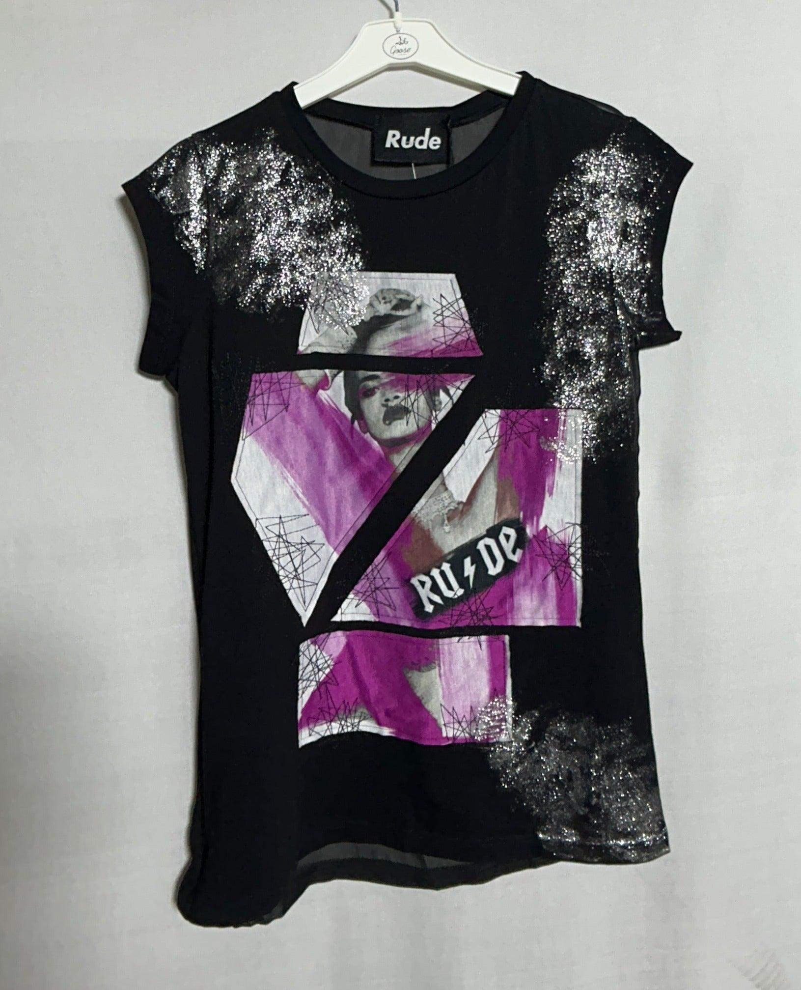RUDE GIRL T-SHIRT BLACK PRINTED