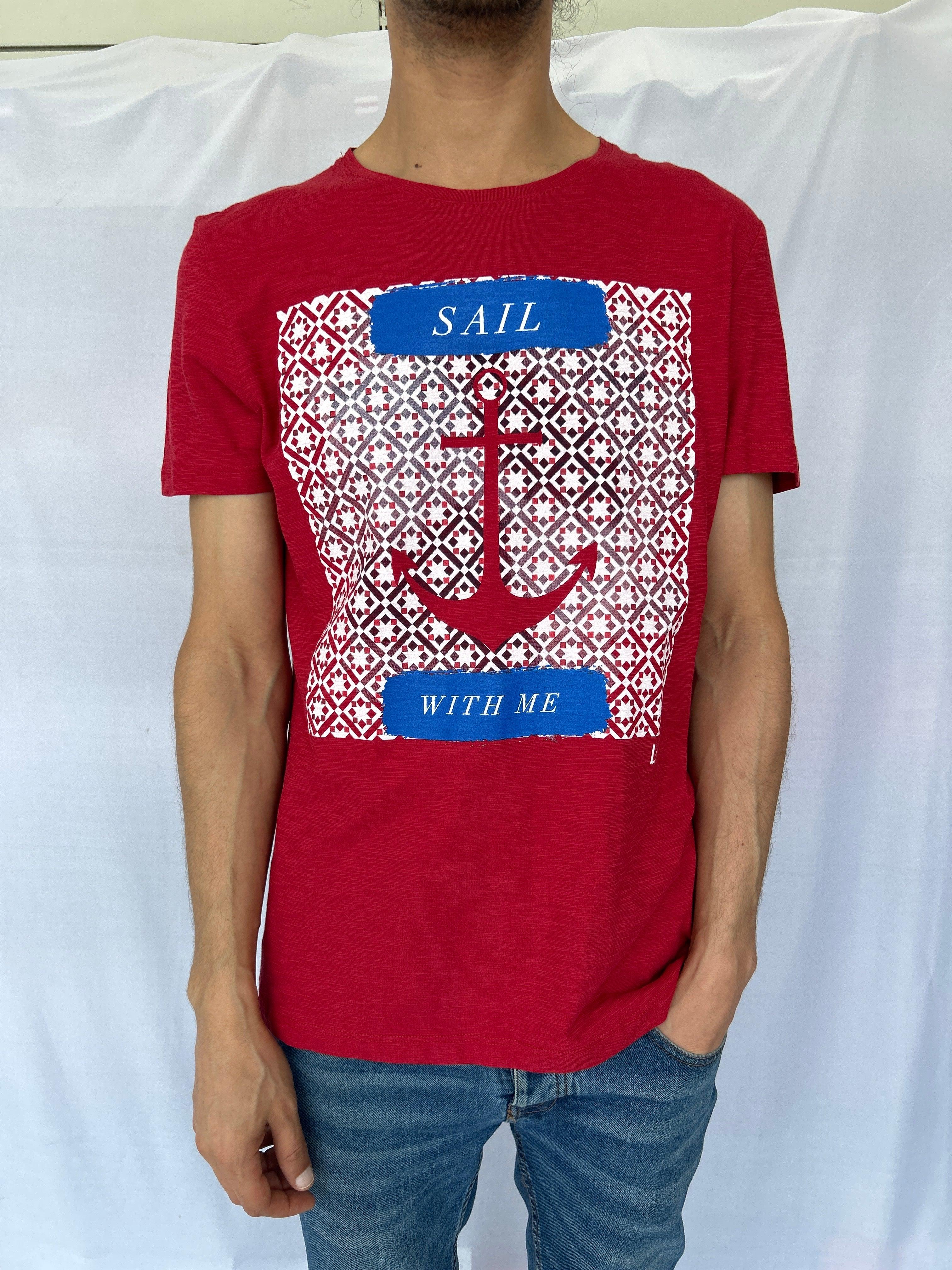 LIU.JO Red ANCORA Men T-Shirt