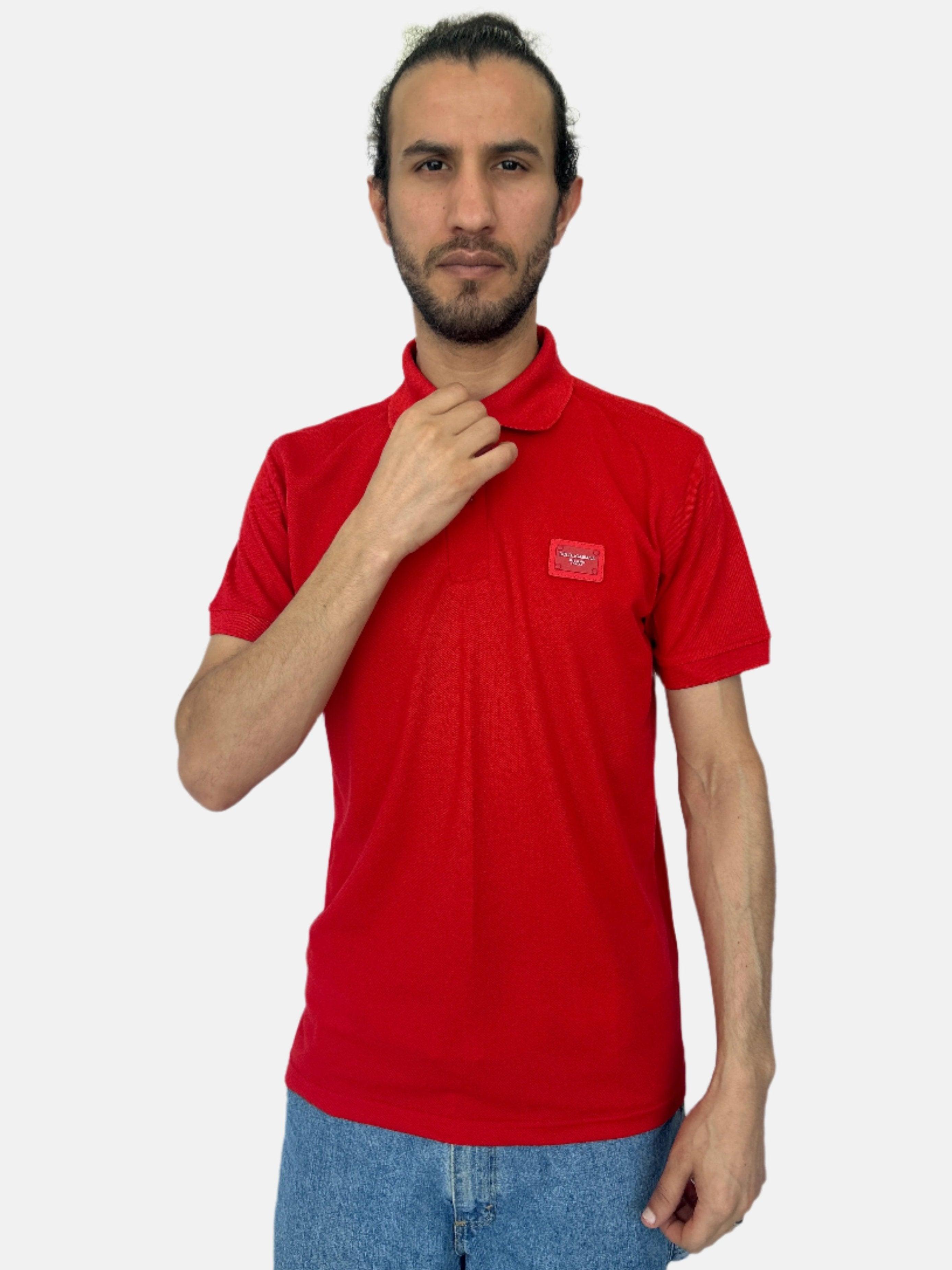 DOLCE & GABBANA Logo Plaque Polo T-shirt Red