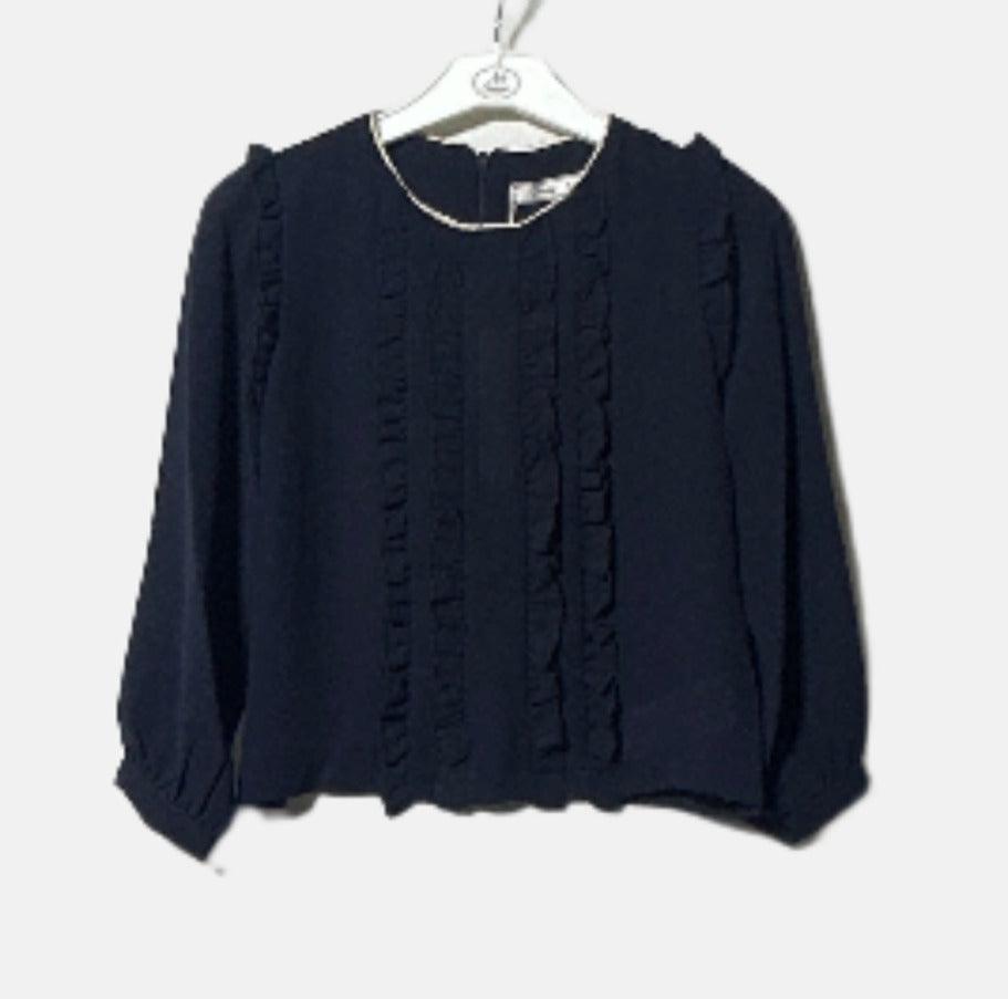 G19K50201 بلوزة L/S SIM BIYELI FIRFIRLI GOMLEK Blu