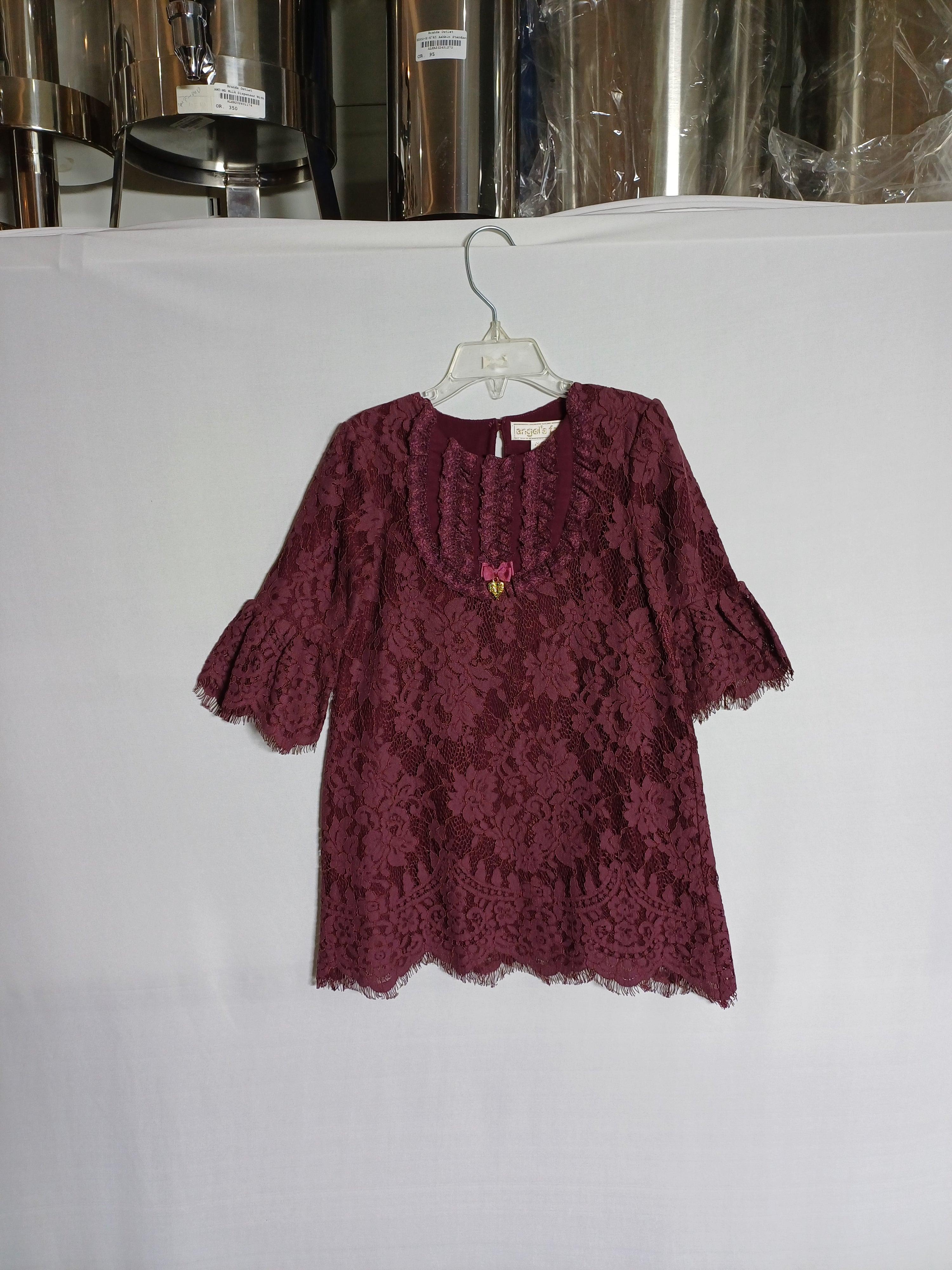 ANGEL'S FACE MAROON-4-5Y GIRL DRESS AF0081