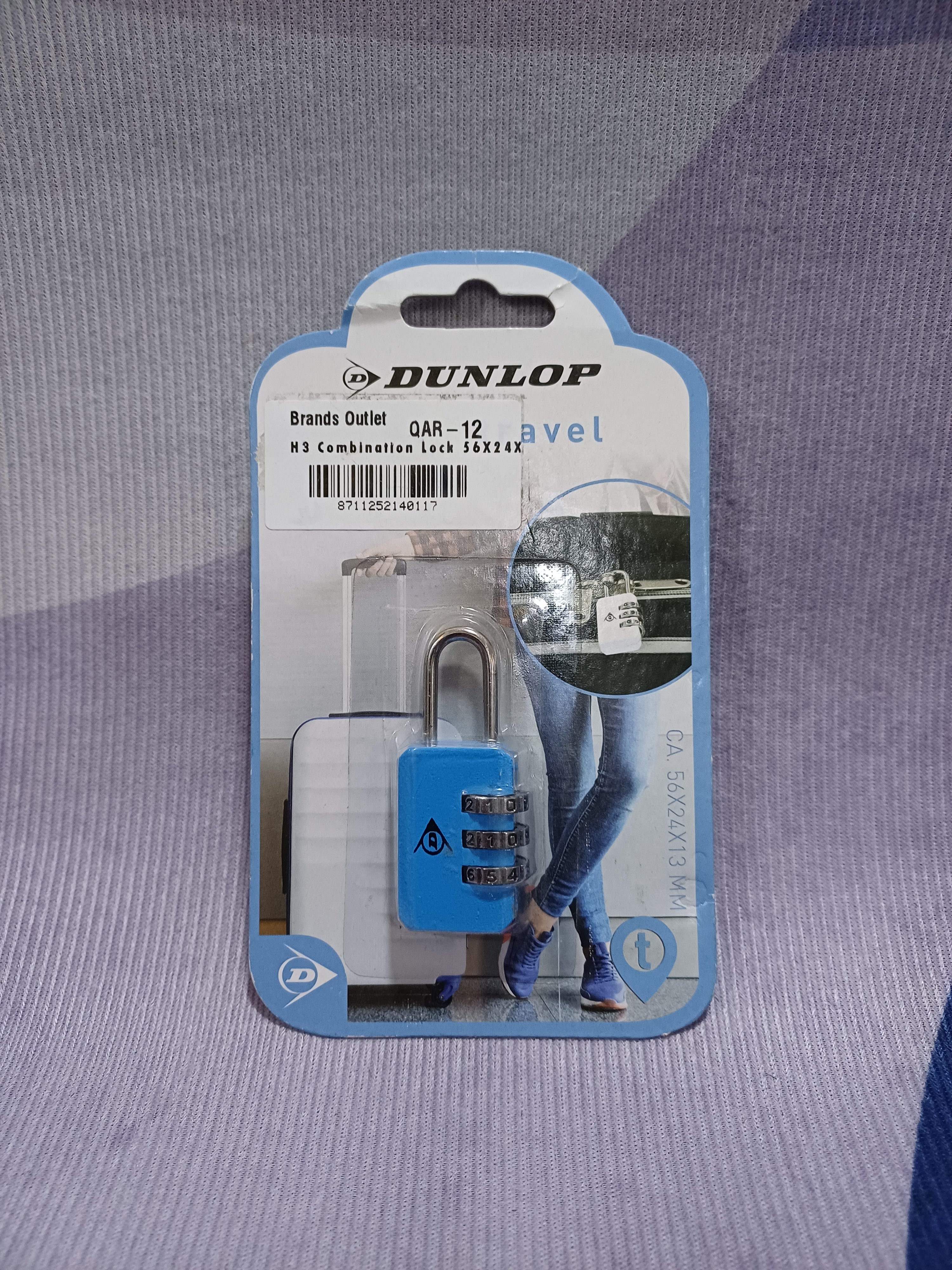 H3 Combination Lock 56X24X13Mm Zn Dunlop 4Ass Clr 24G Bl