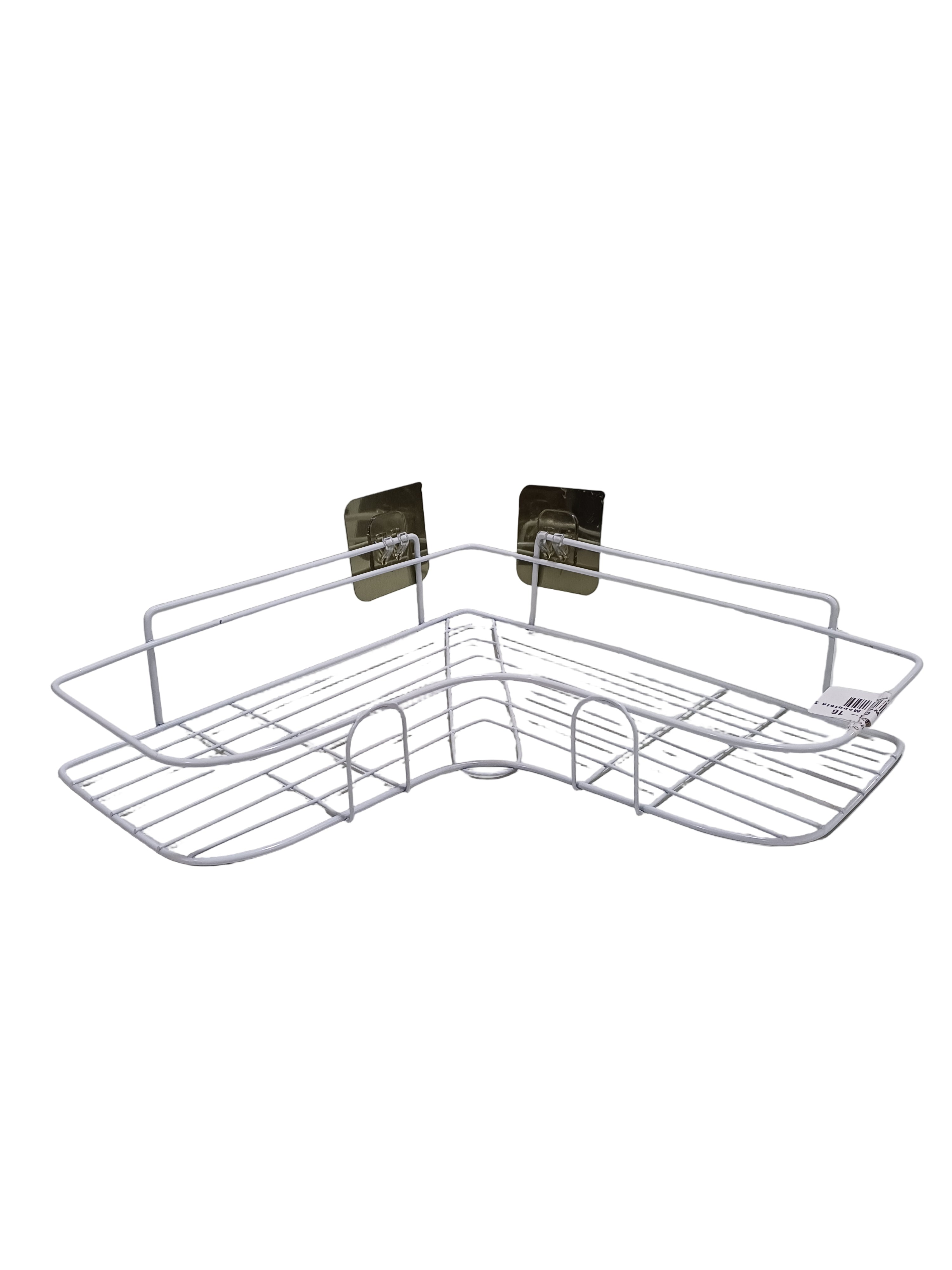 رف حائطي أبيض بزاوية جبلية مع لاصق