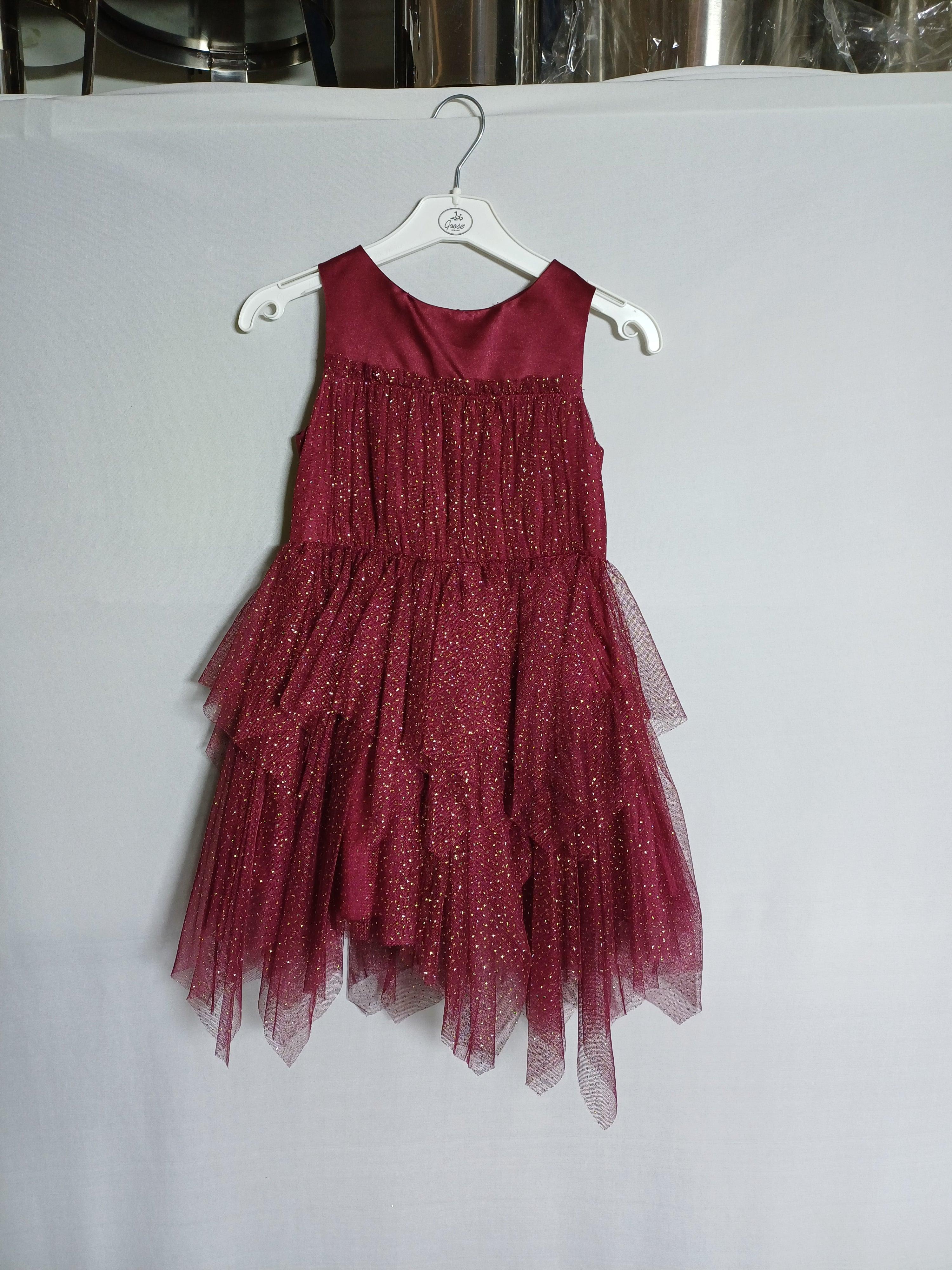 DAVID CHARLES MAROON GIRLS DRESS  DC0012