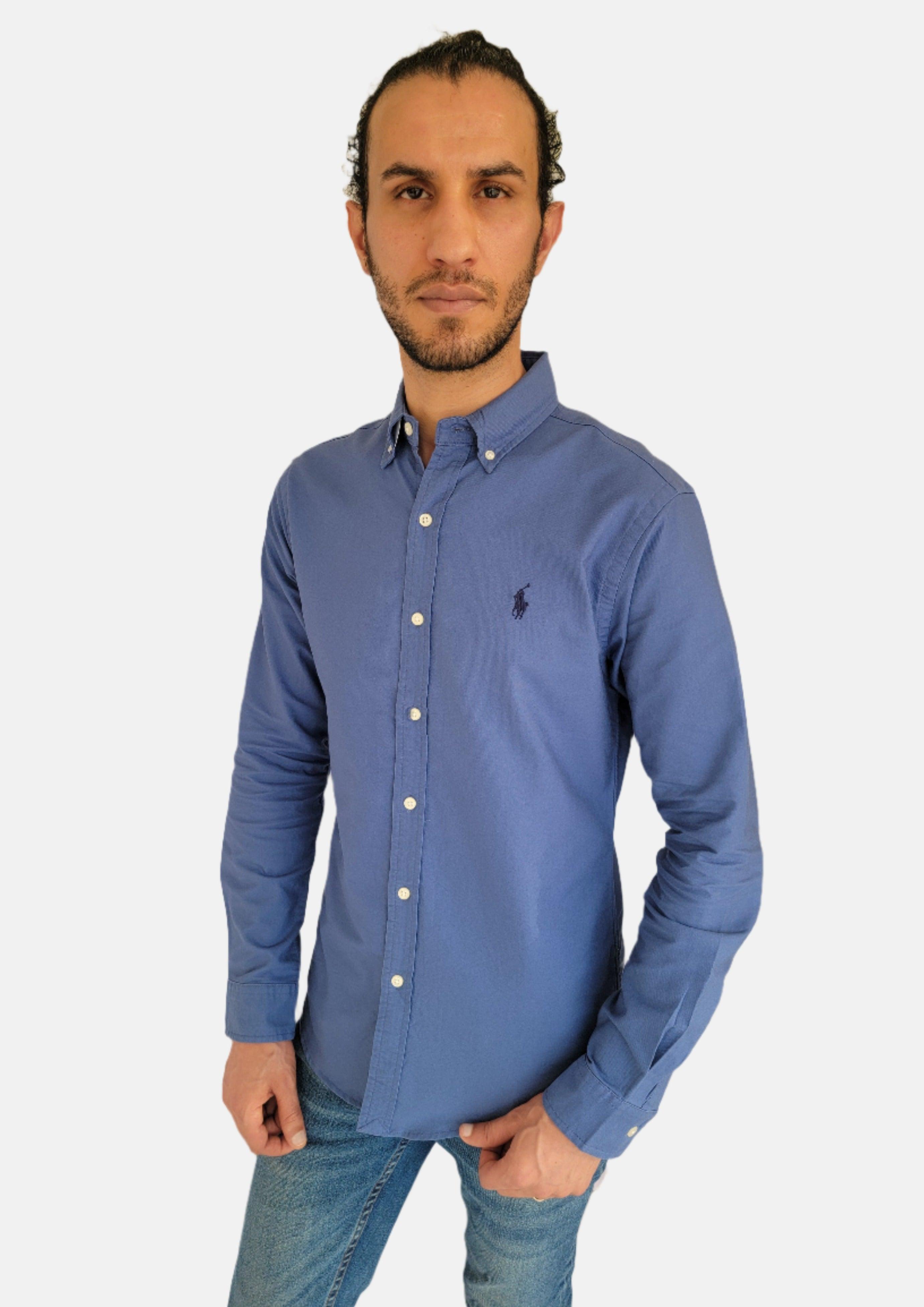 قميص رجالي من رالف لورين بقصّة Slim Fit باللون الأزرق الفاتح