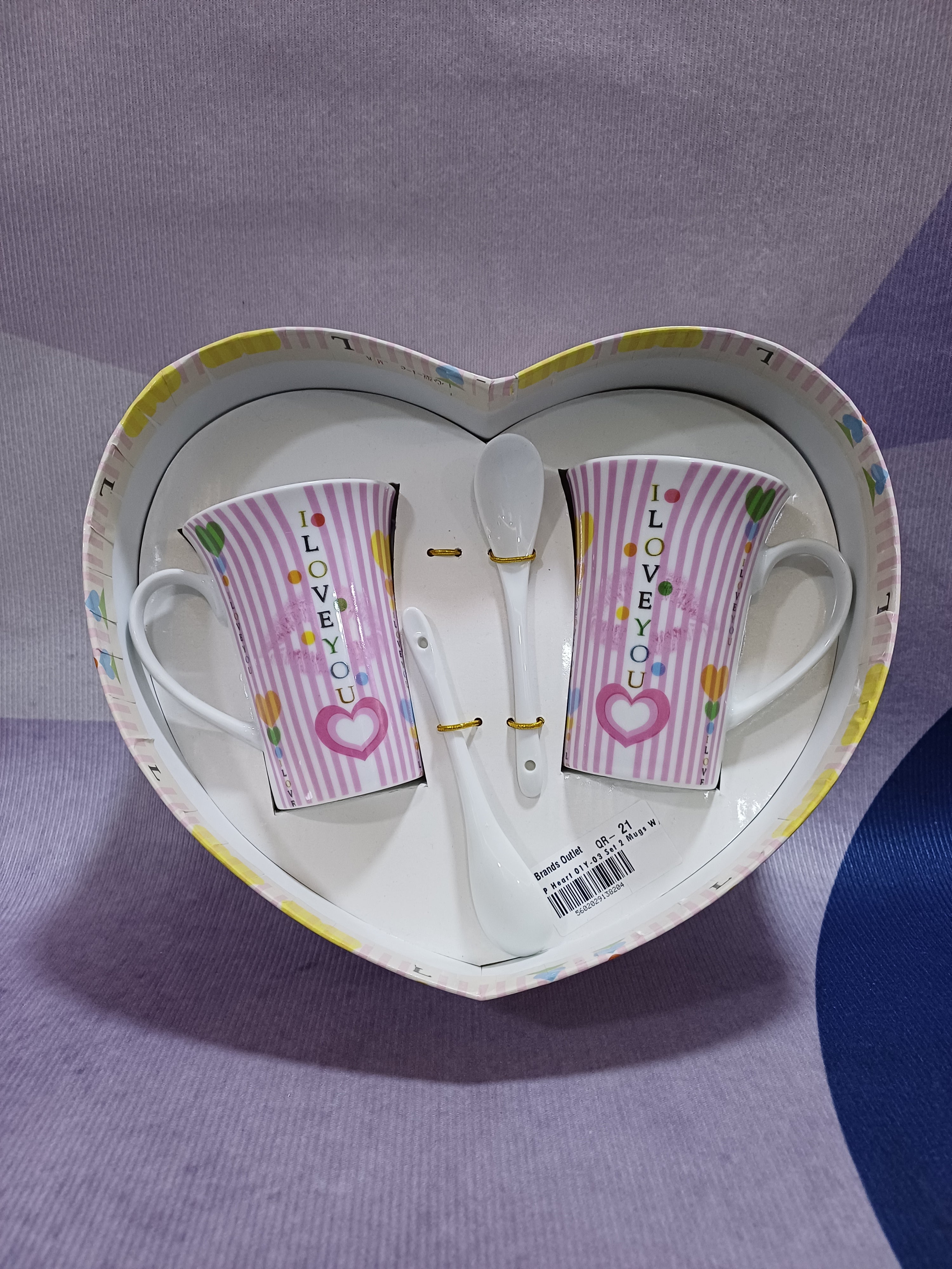 P Heart 01Y-03 Set 2 Mugs W/ Spoon